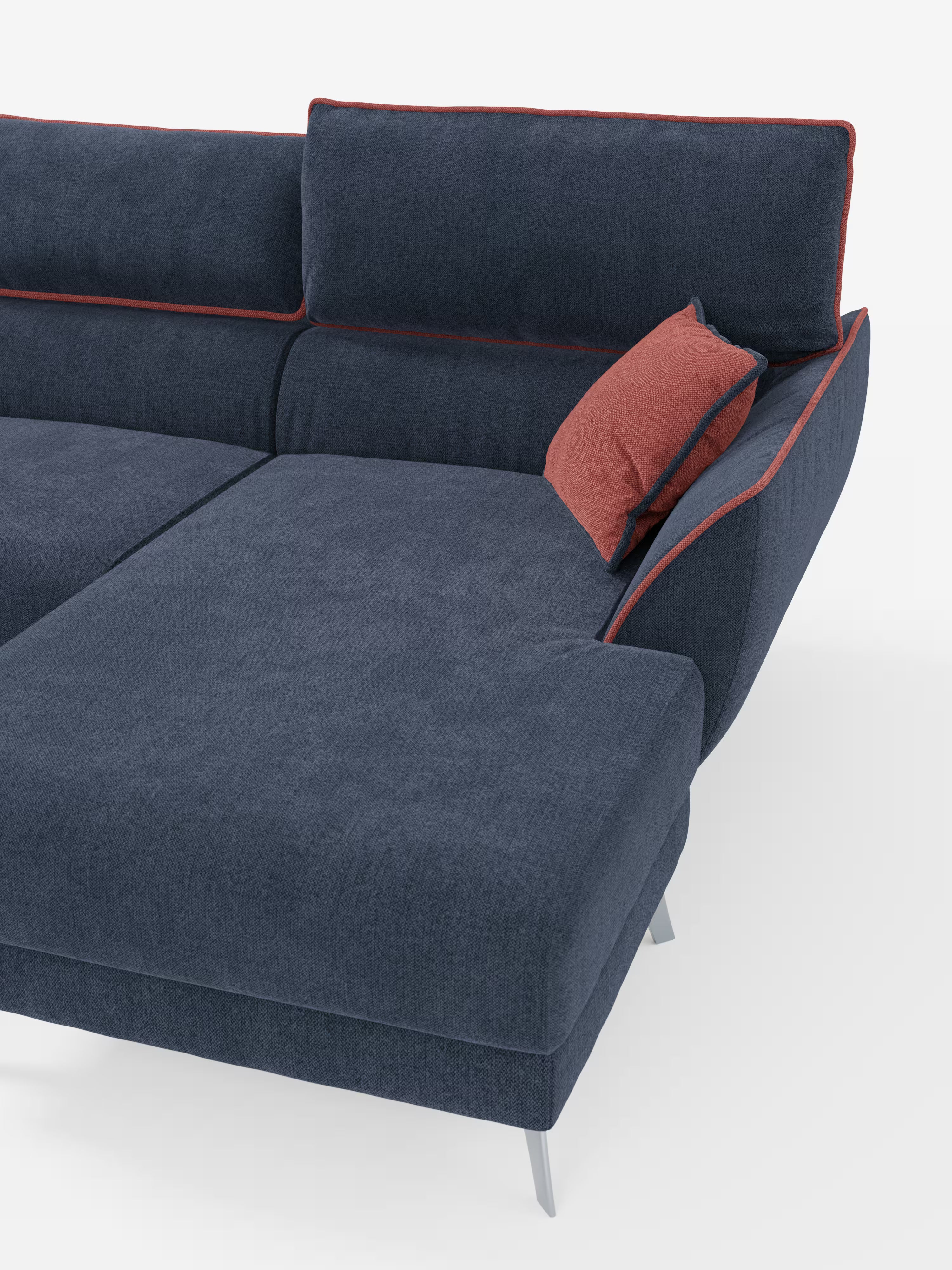 Michelangelo Ecksofa Zweifarbiges mit Chaise Longue und verschiebbaren Sitzen - verstellbaren Kopfstützen aus abwaschbarem Stoff T23
