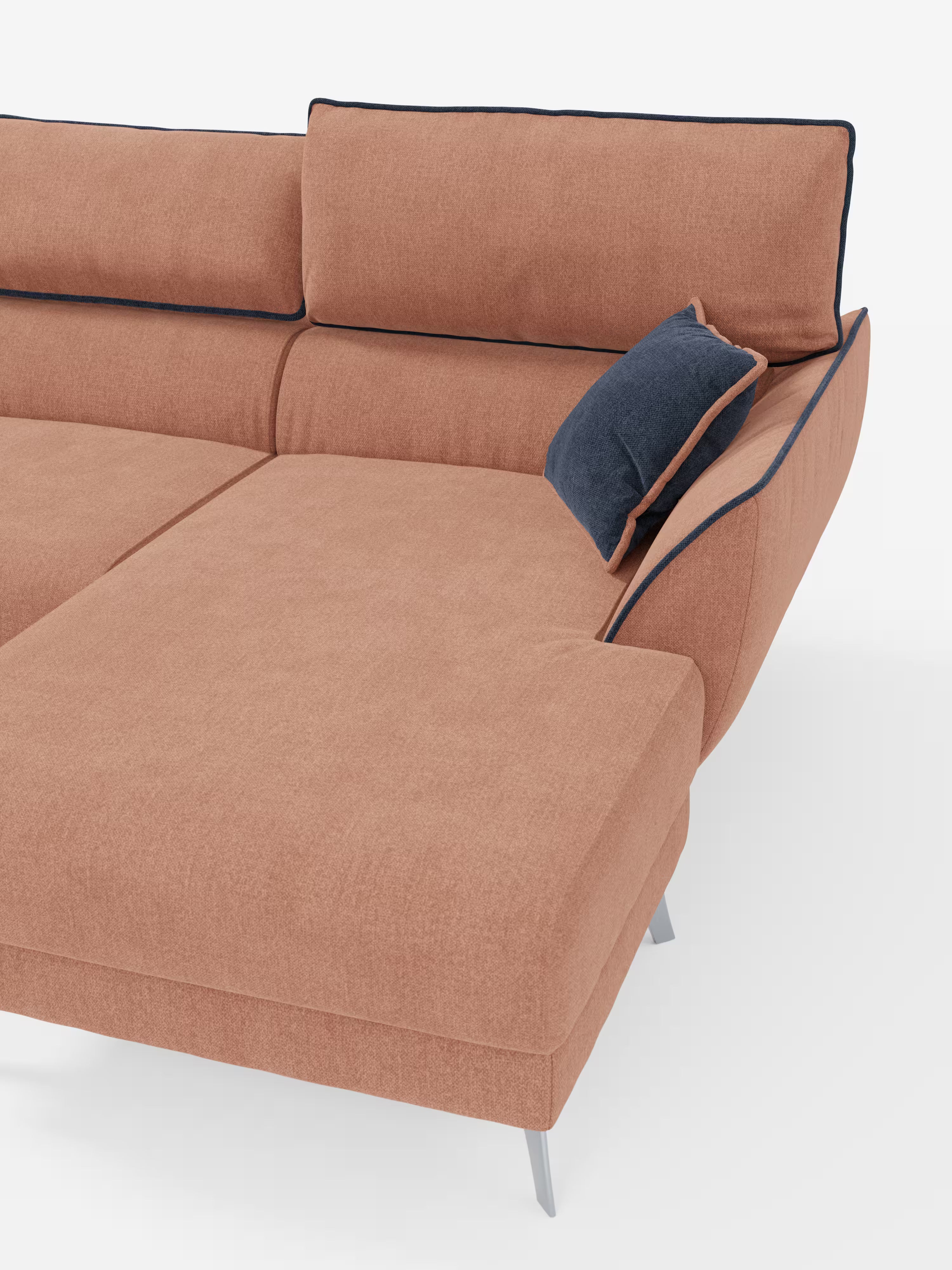 Michelangelo Ecksofa Zweifarbiges mit Chaise Longue und verschiebbaren Sitzen - verstellbaren Kopfstützen aus abwaschbarem Stoff T23