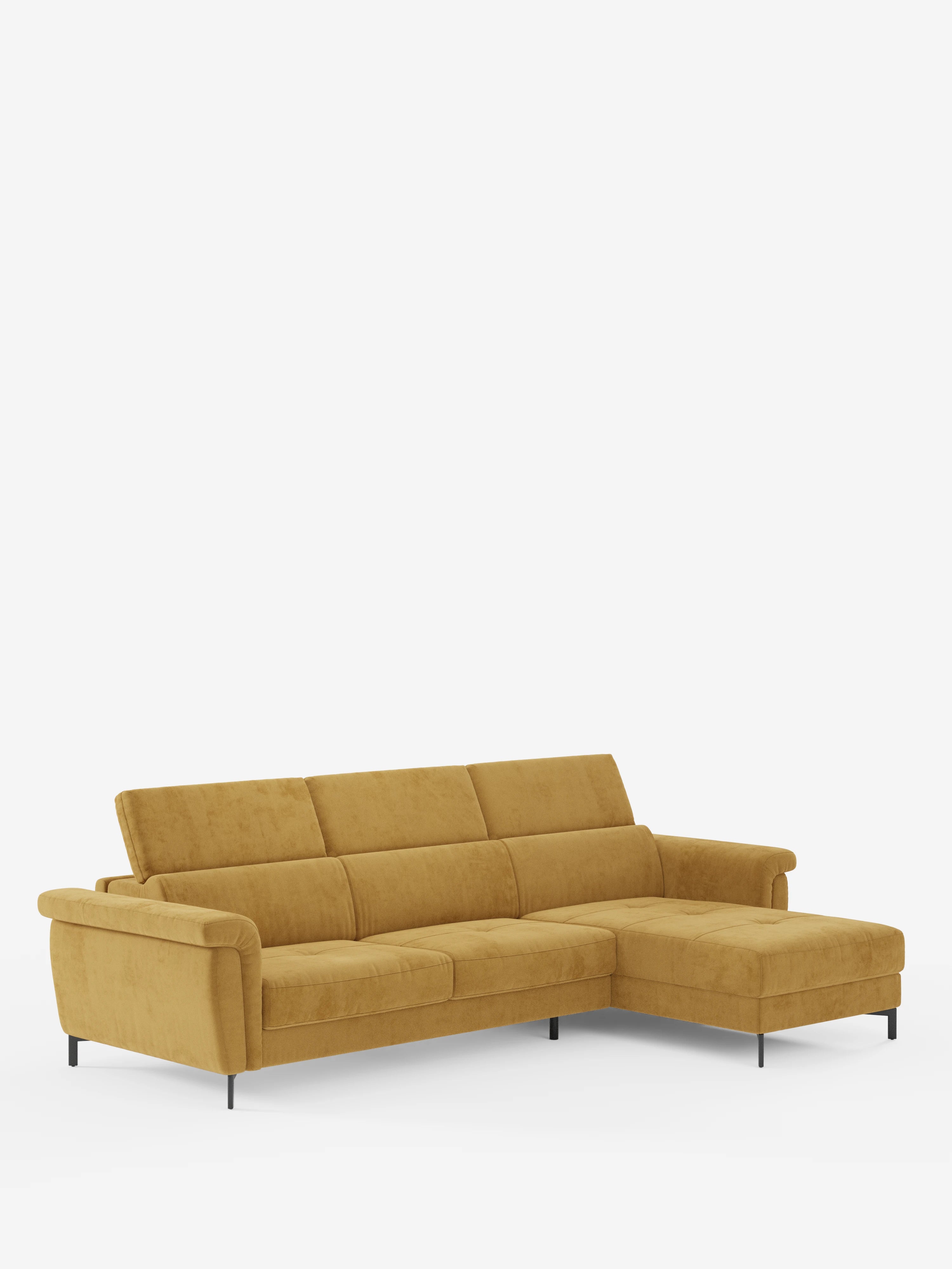 Capri Divano letto angolare con penisola contenitore e poggiatesta reclinabili - elegante tessuto smacchiabile T30