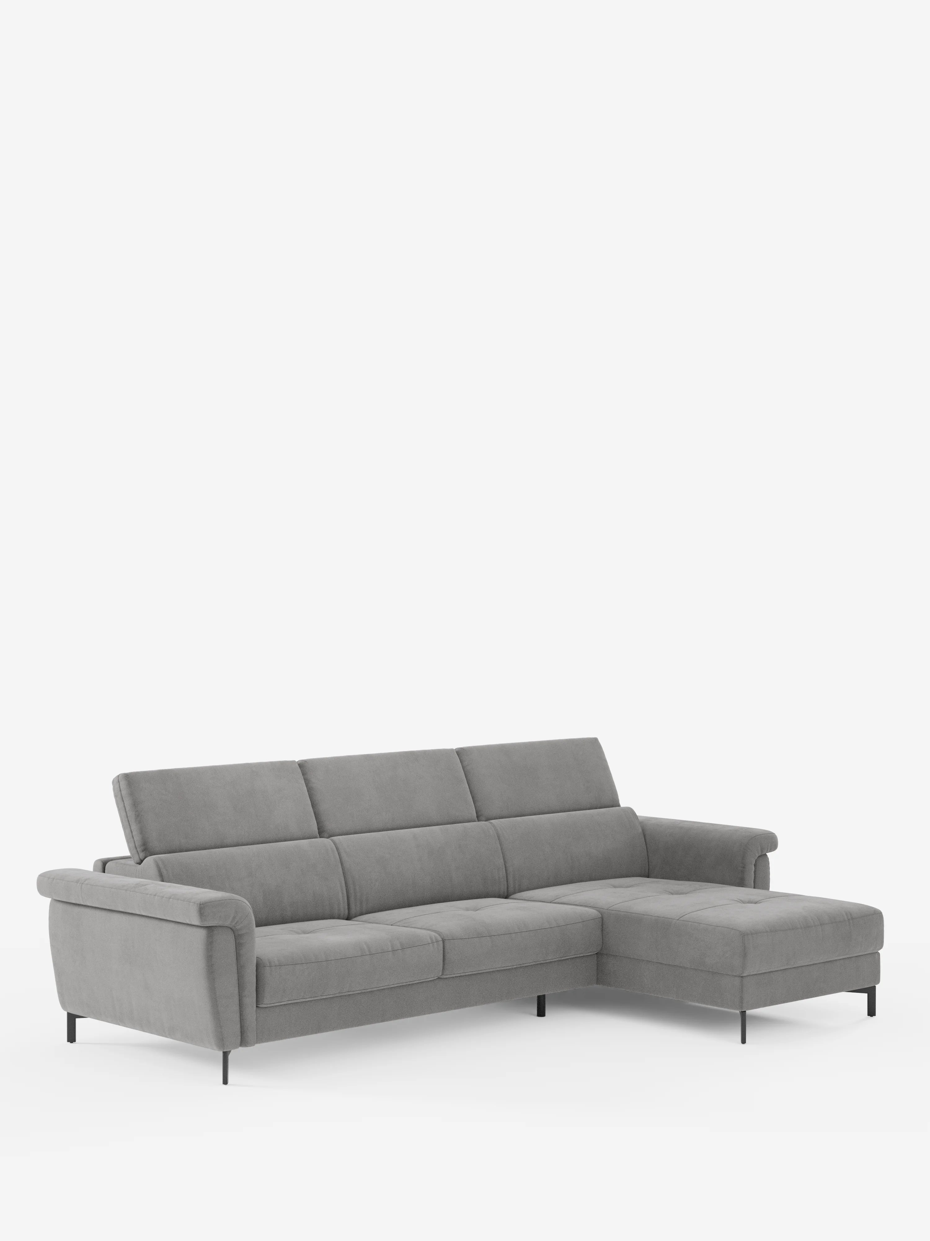 Capri Divano letto angolare con penisola contenitore e poggiatesta reclinabili - elegante tessuto smacchiabile T30