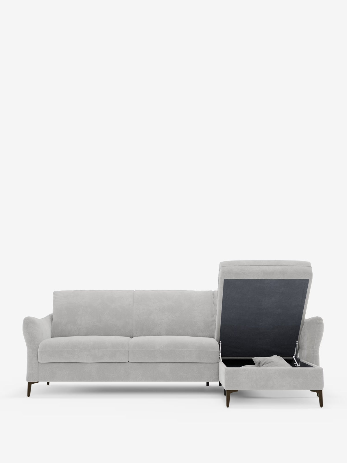 Dalia schlafsofa mit Chaiselongue mit Stauraum und Matratze 18 cm hoch – hohe Füße und fleckenabweisender Stoff T30