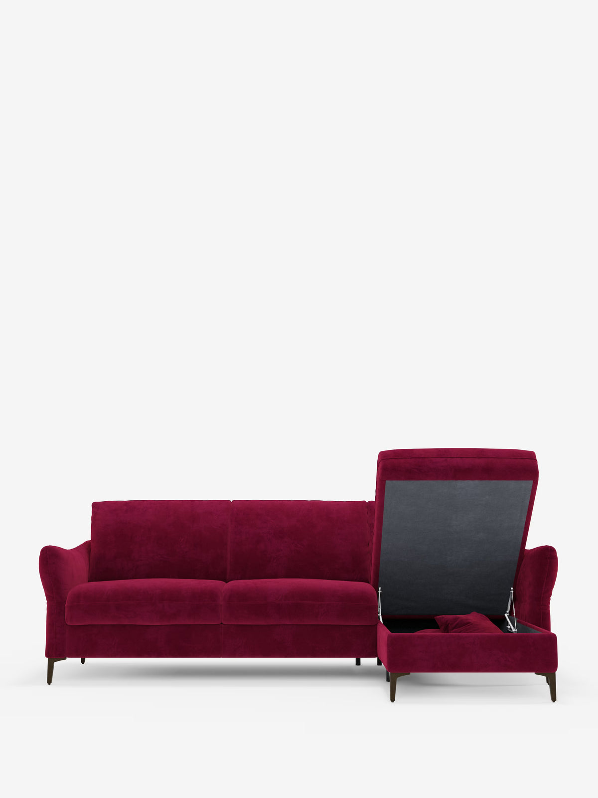 Dalia schlafsofa mit Chaiselongue mit Stauraum und Matratze 18 cm hoch – hohe Füße und fleckenabweisender Stoff T30
