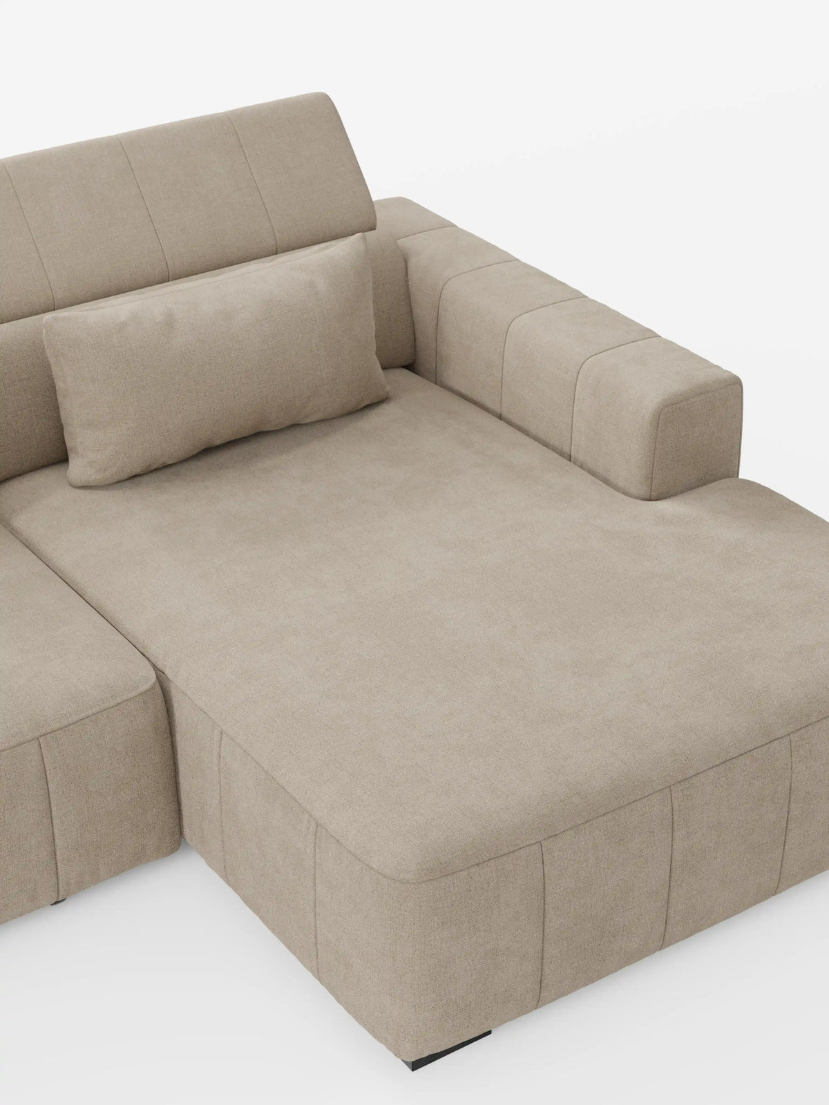 Doric Divano angolare con penisola e sedute allungabili con relax elettrico - poggiatesta reclinabili in tessuto smacchiabile T23