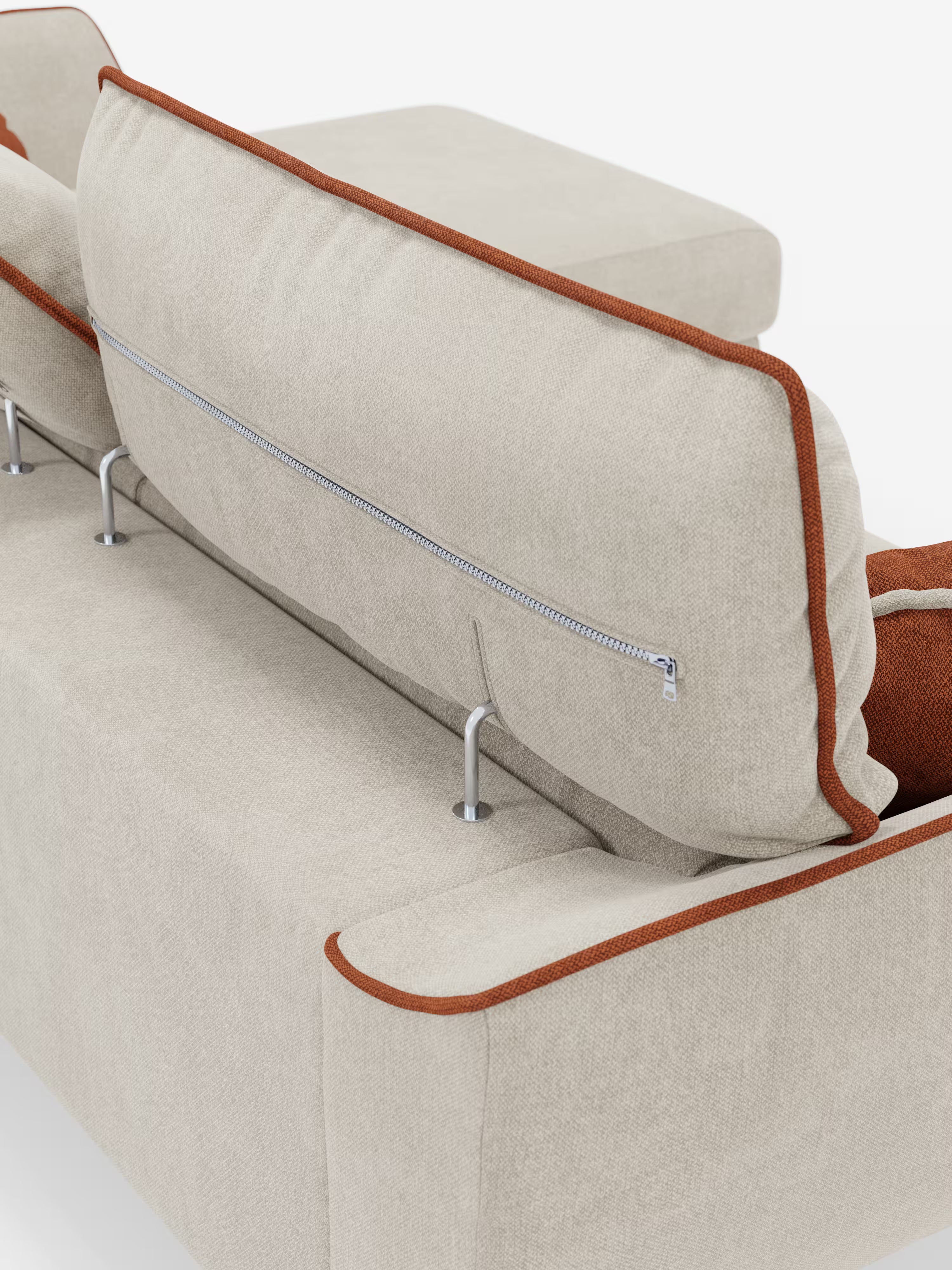 Michelangelo Ecksofa Zweifarbiges mit Chaise Longue und verschiebbaren Sitzen - verstellbaren Kopfstützen aus abwaschbarem Stoff T23