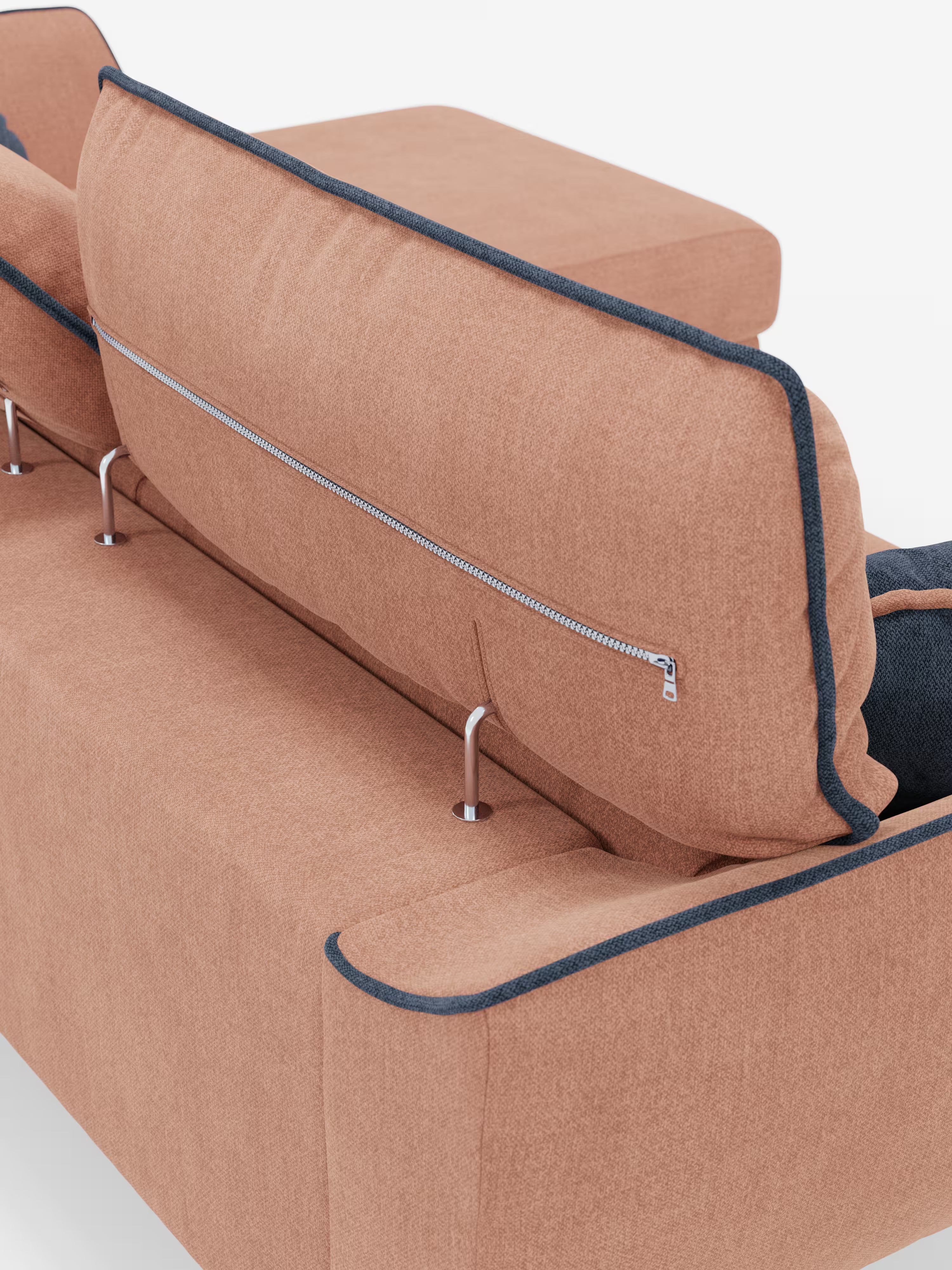 Michelangelo Ecksofa Zweifarbiges mit Chaise Longue und verschiebbaren Sitzen - verstellbaren Kopfstützen aus abwaschbarem Stoff T23