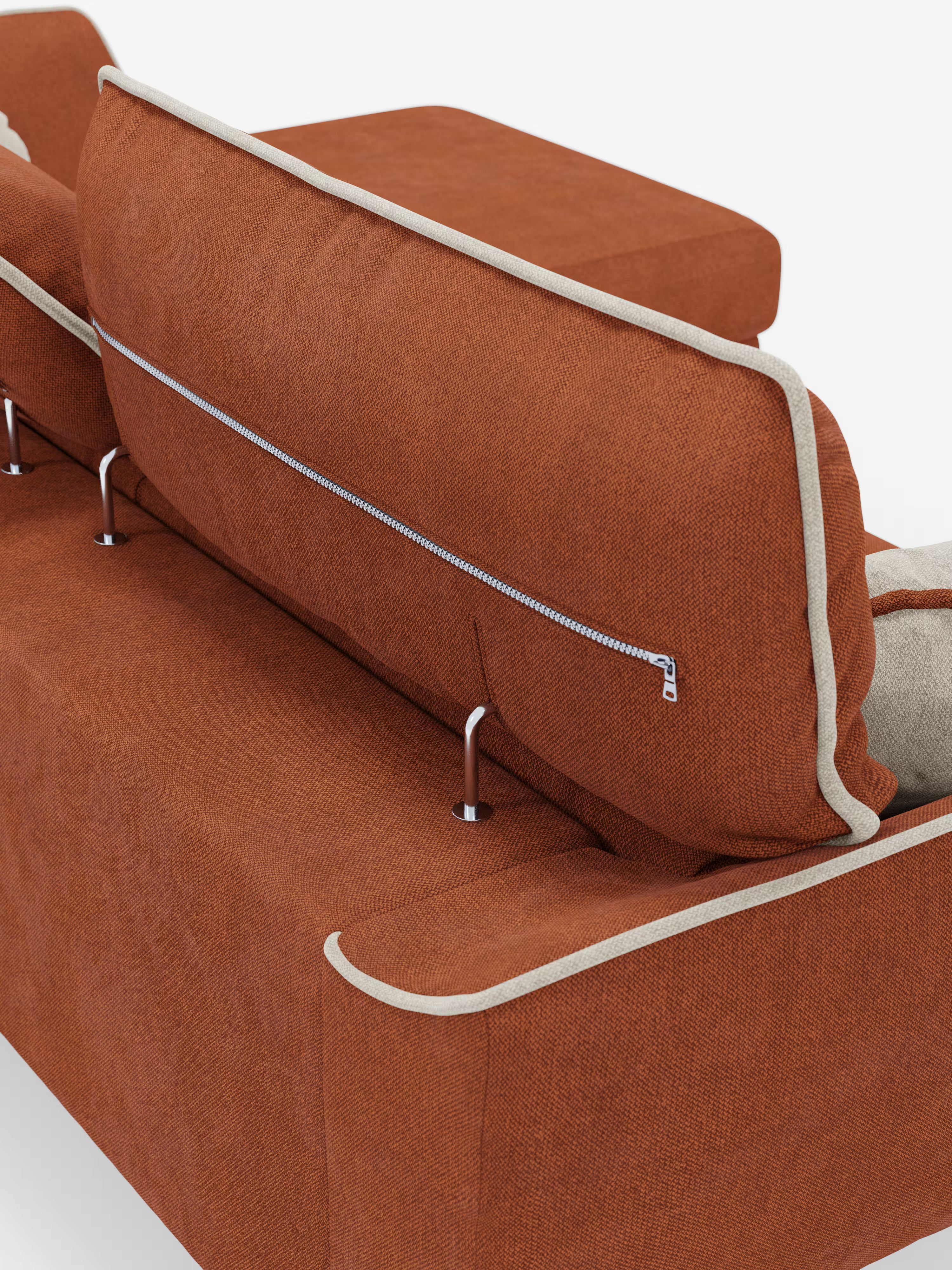 Michelangelo Ecksofa Zweifarbiges mit Chaise Longue und verschiebbaren Sitzen - verstellbaren Kopfstützen aus abwaschbarem Stoff T23