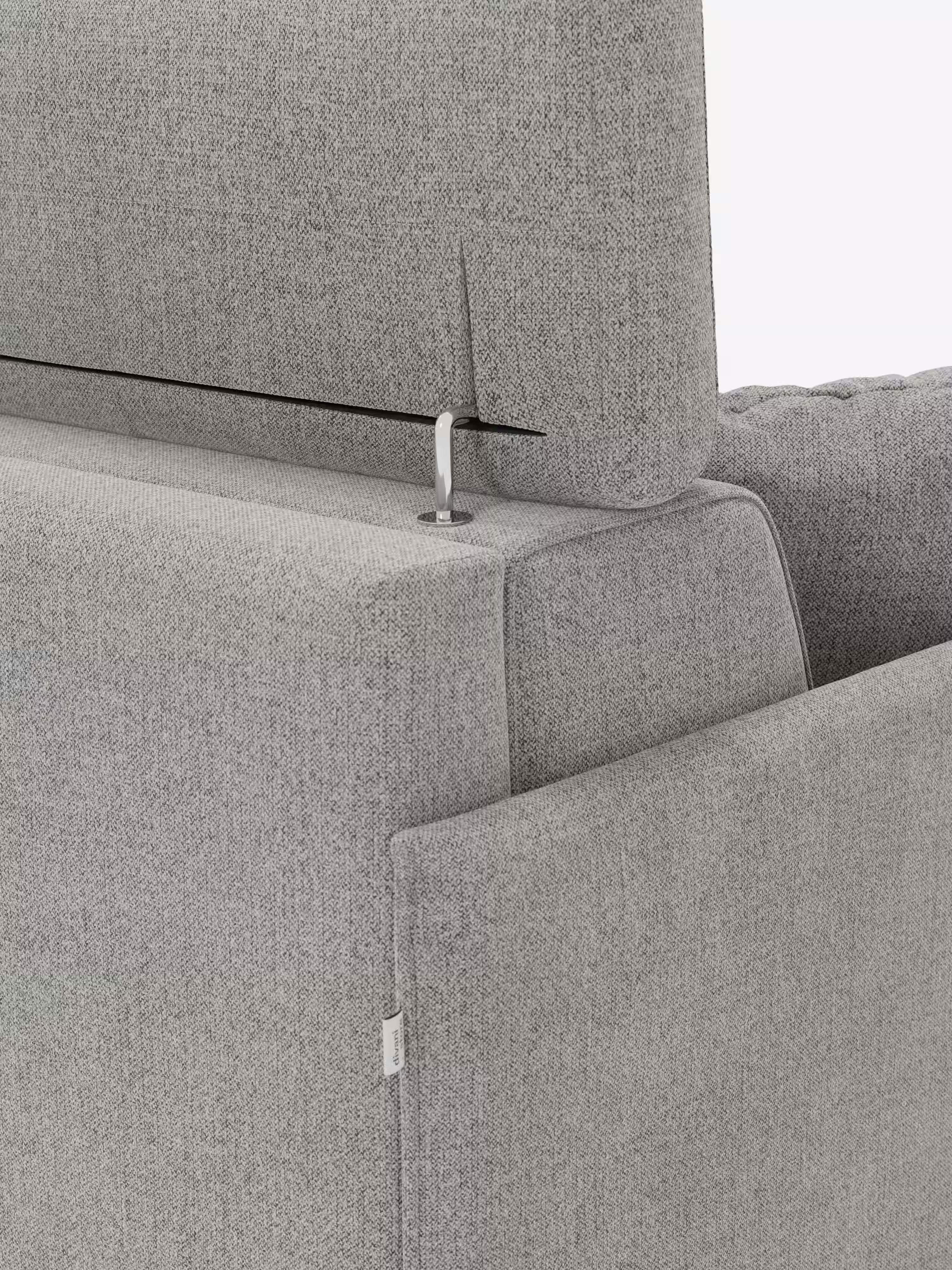 Sole Ecksofa mit Schlaffunktion mit Matratze Stauraum-Halbinsel und verstellbaren Kopfstützen – fleckenabweisender Stoff T23