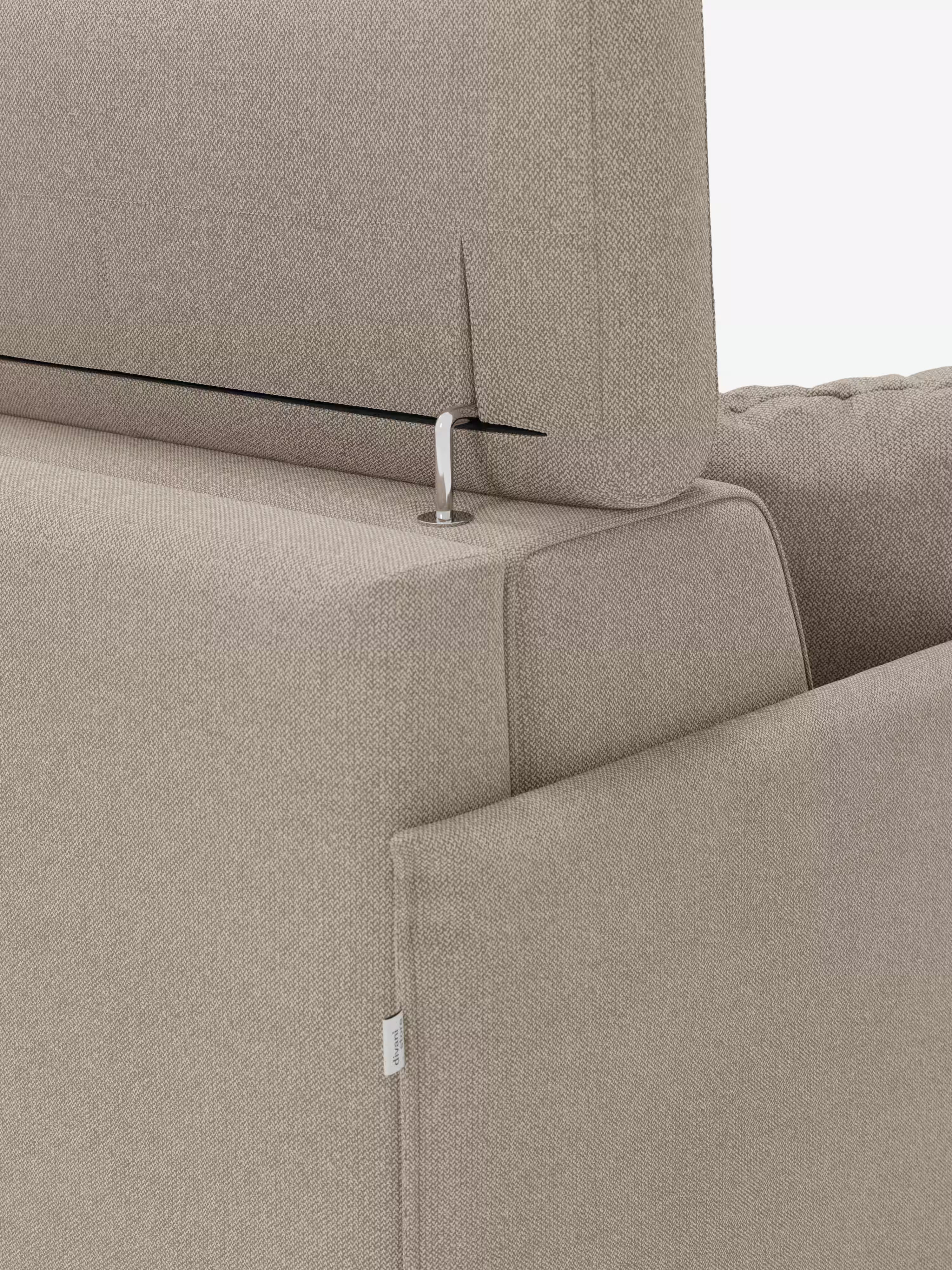Sole Ecksofa mit Schlaffunktion mit Matratze Stauraum-Halbinsel und verstellbaren Kopfstützen – fleckenabweisender Stoff T23