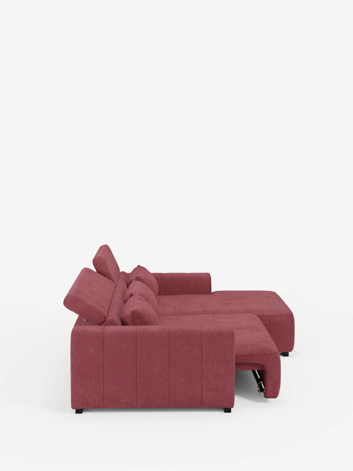 Doric Divano angolare con penisola e sedute allungabili con relax elettrico - poggiatesta reclinabili in tessuto smacchiabile T23