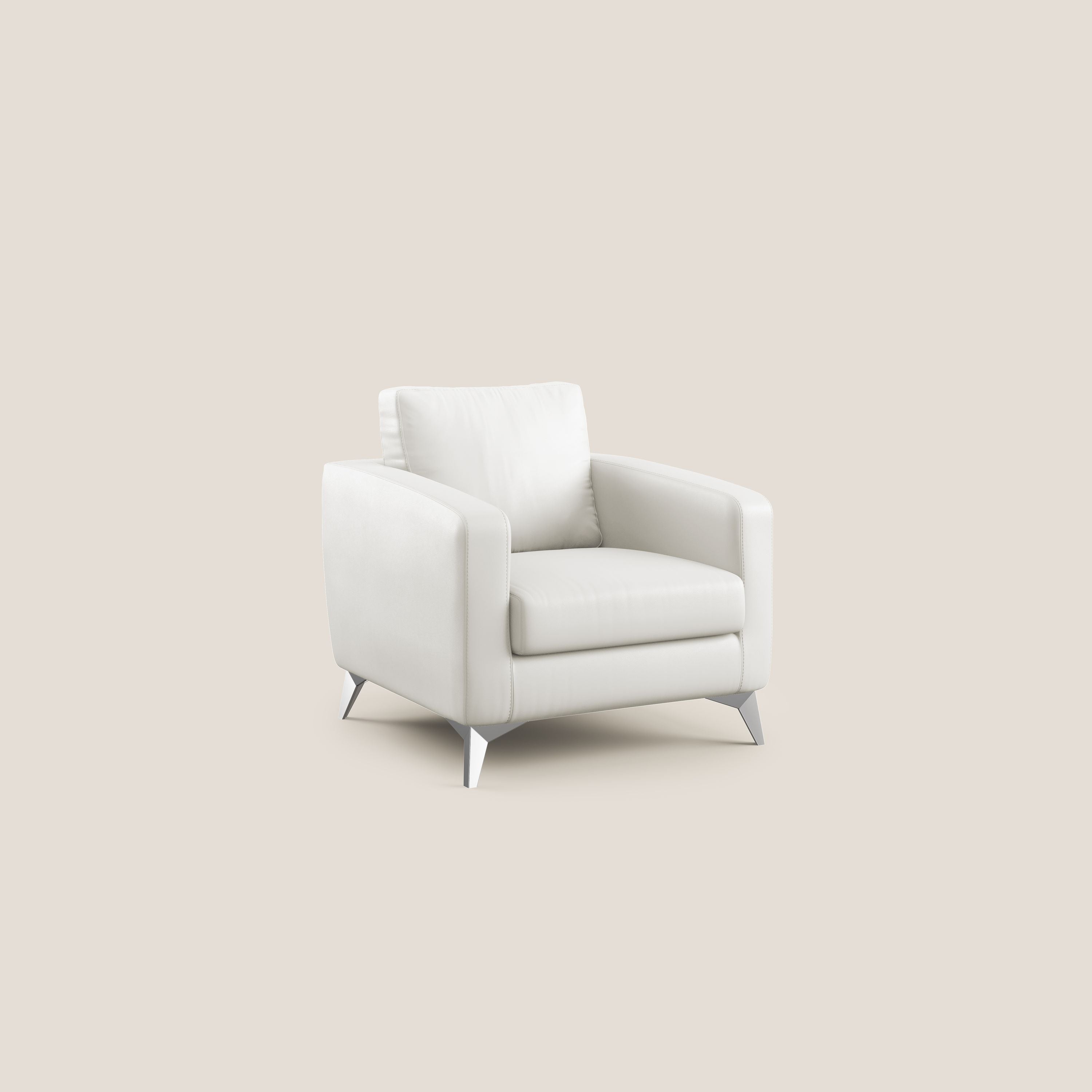 Orione Poltroncina in ecopelle moderna e impermeabile T04 bianco - divani.store