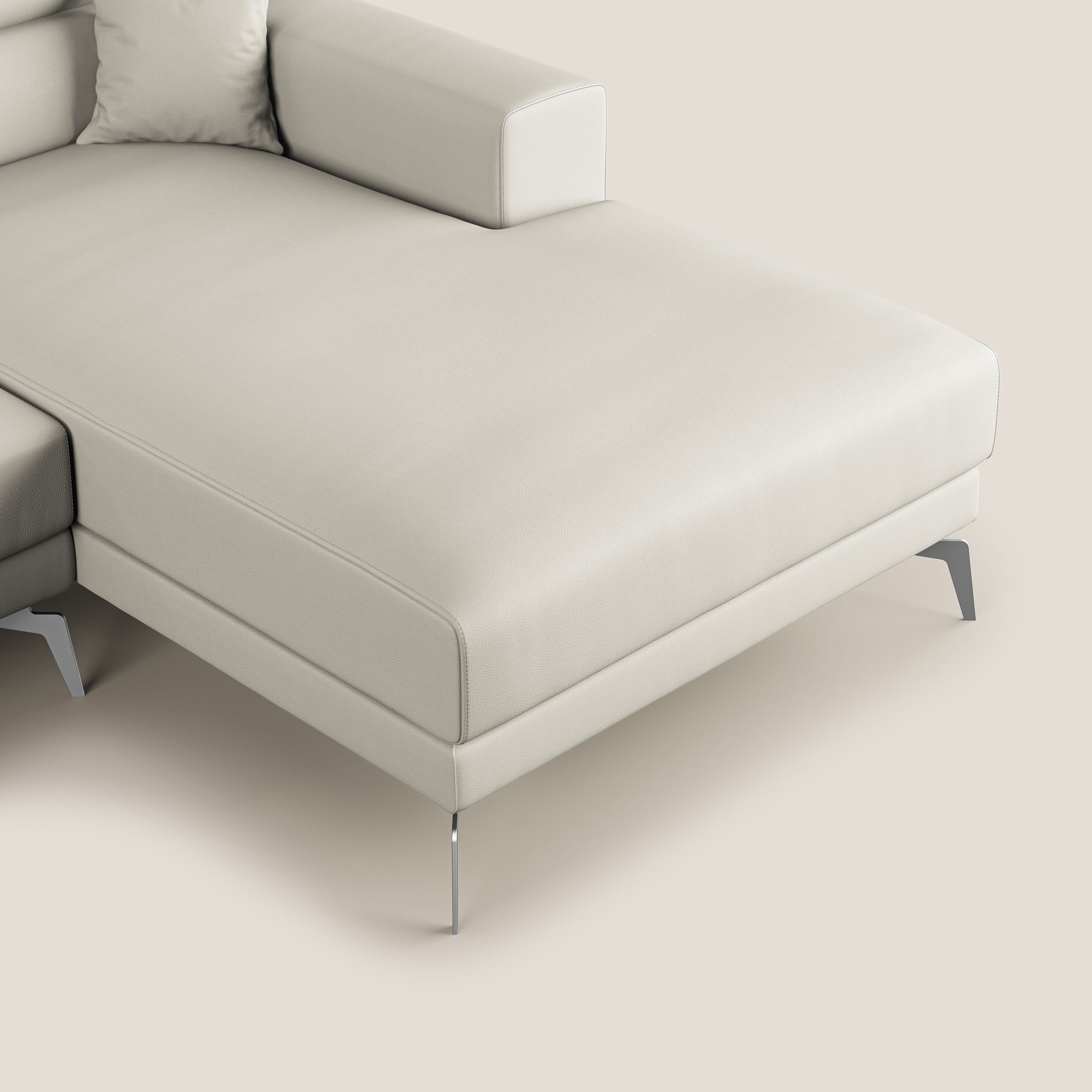 Blade Divano moderno angolare con poggiatesta reclinabili in Ecopelle T04 bianco - divani.store