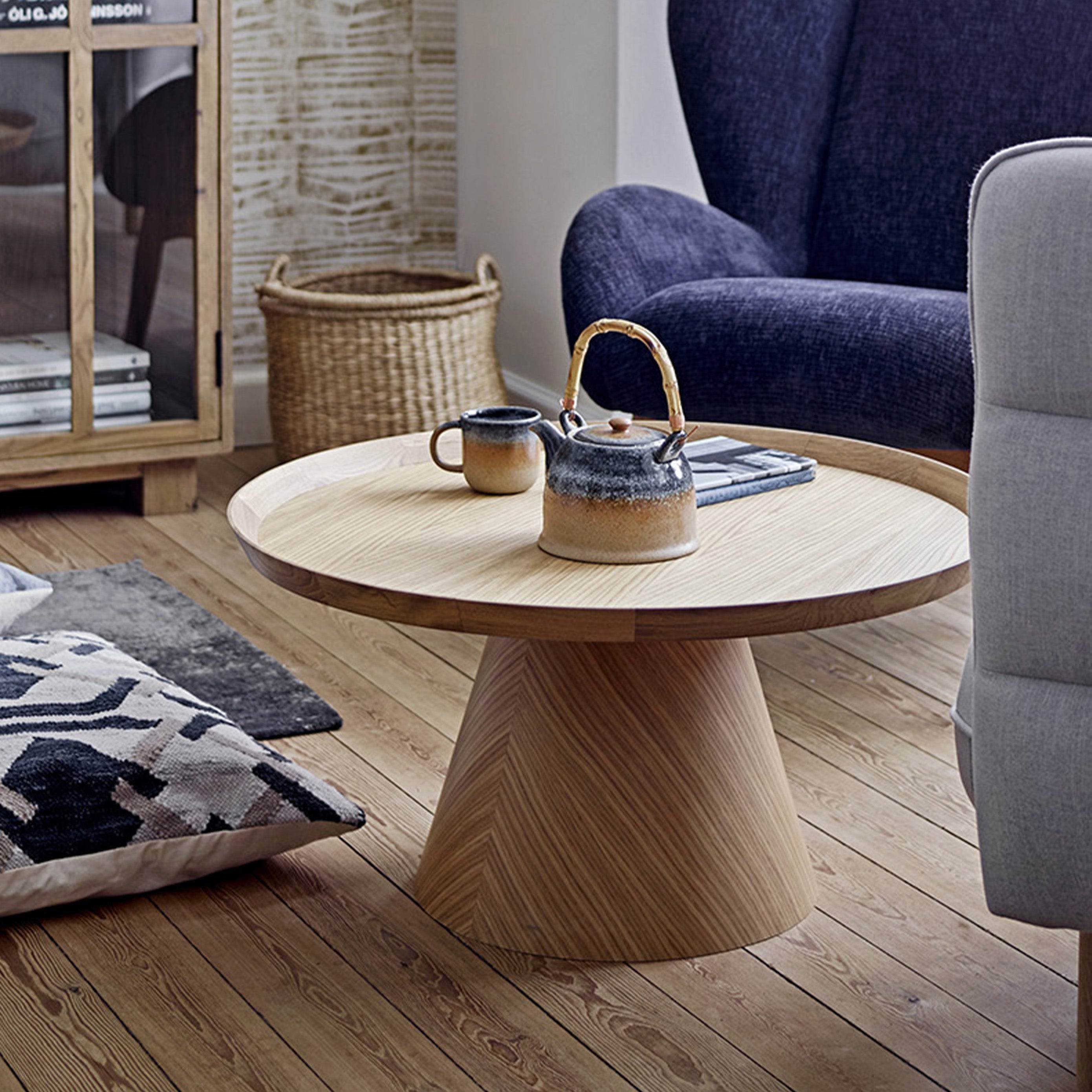 Luana tavolino da soggiorno rotondo in rovere naturale - divani.store