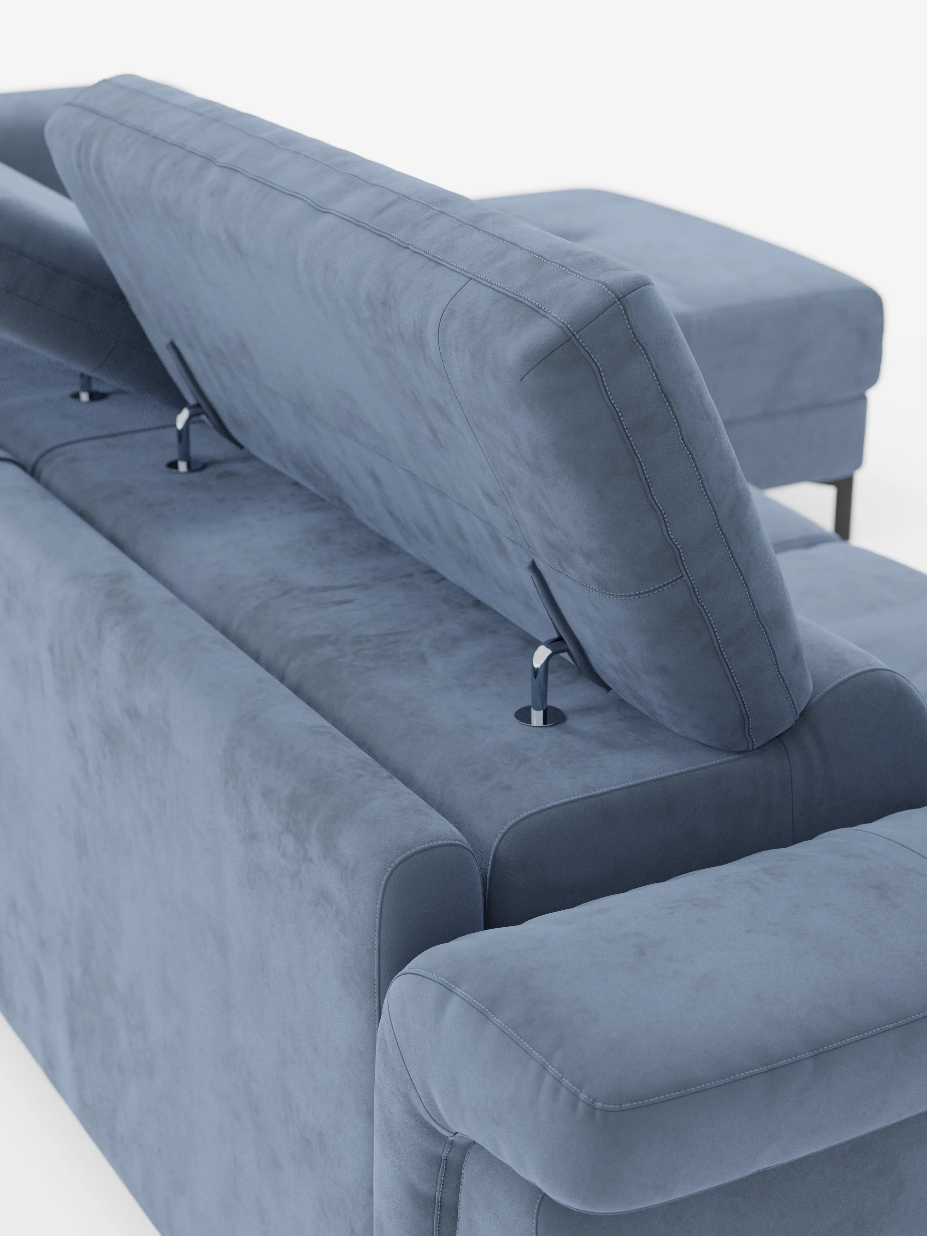 Capri Divano letto angolare con penisola contenitore e poggiatesta reclinabili - elegante tessuto smacchiabile T30