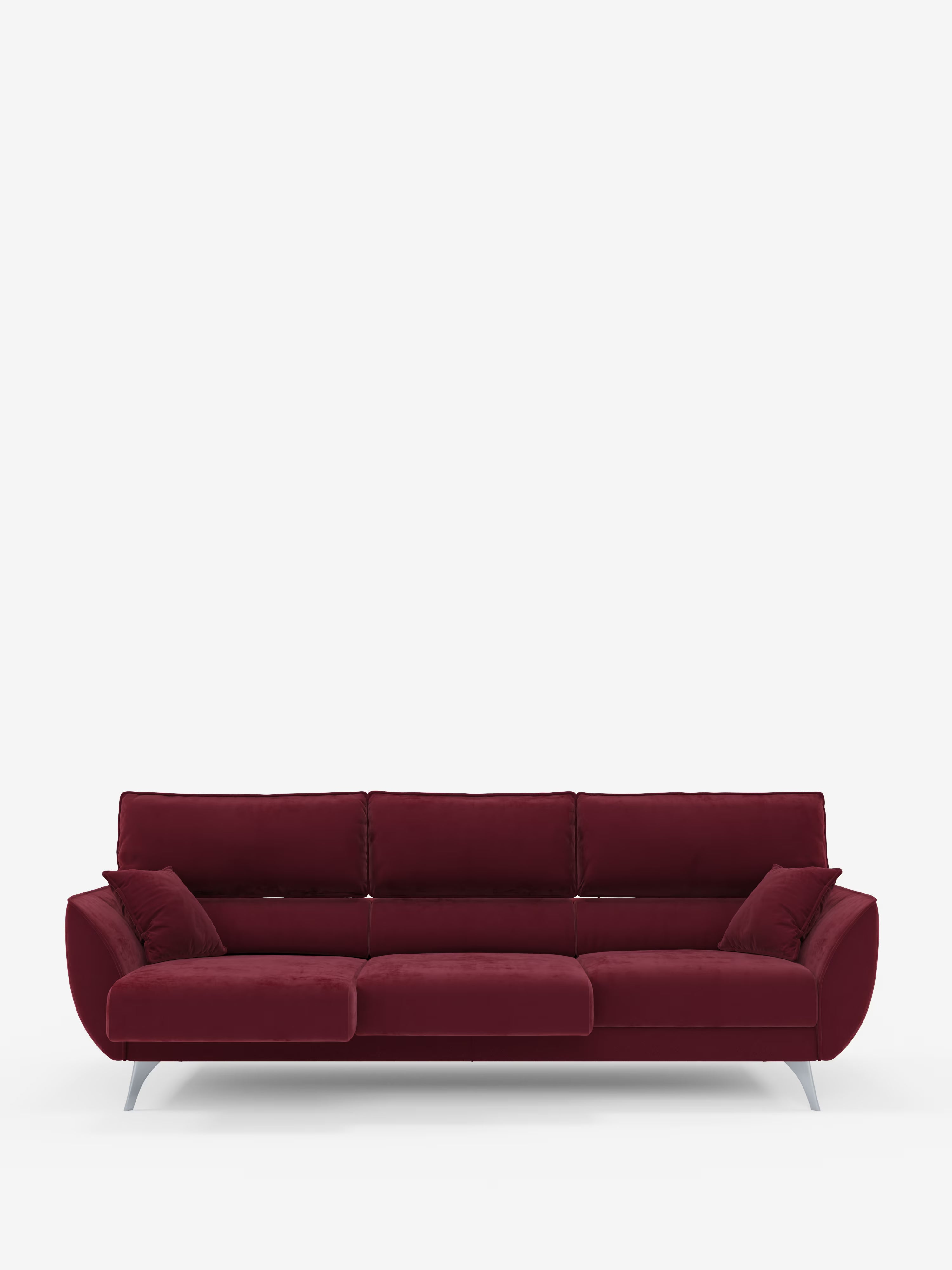 Michelangelo 4 Posti – Divano con 3 sedute estensibili e poggiatesta reclinabili in elegante tessuto vellutino smacchiabile T30