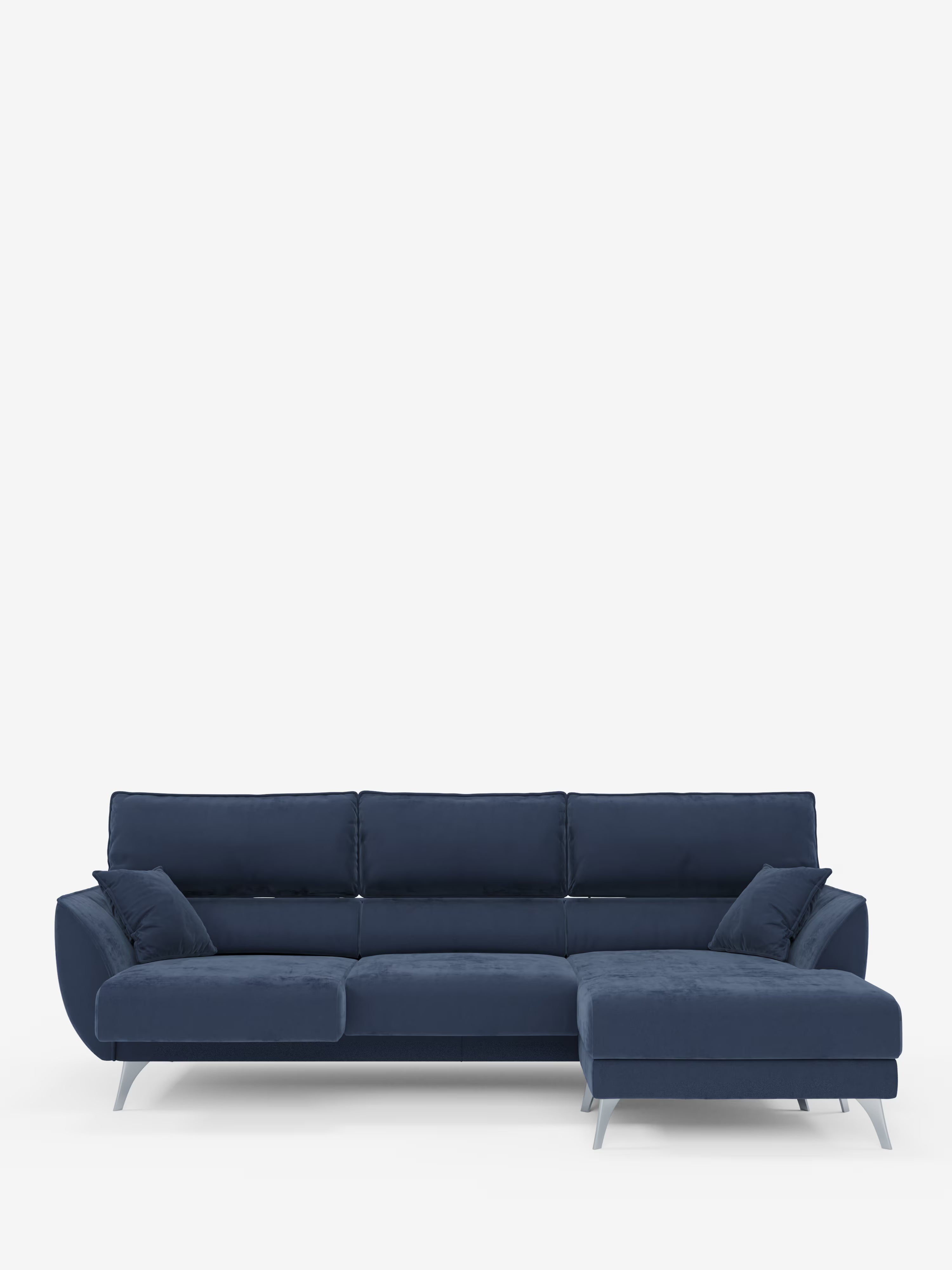 Michelangelo Ecksofa mit Chaise Longue und verschiebbaren Sitzen - verstellbaren Kopfstützen aus raffiniertem, fleckenabweisendem Stoff in Samtoptik T30