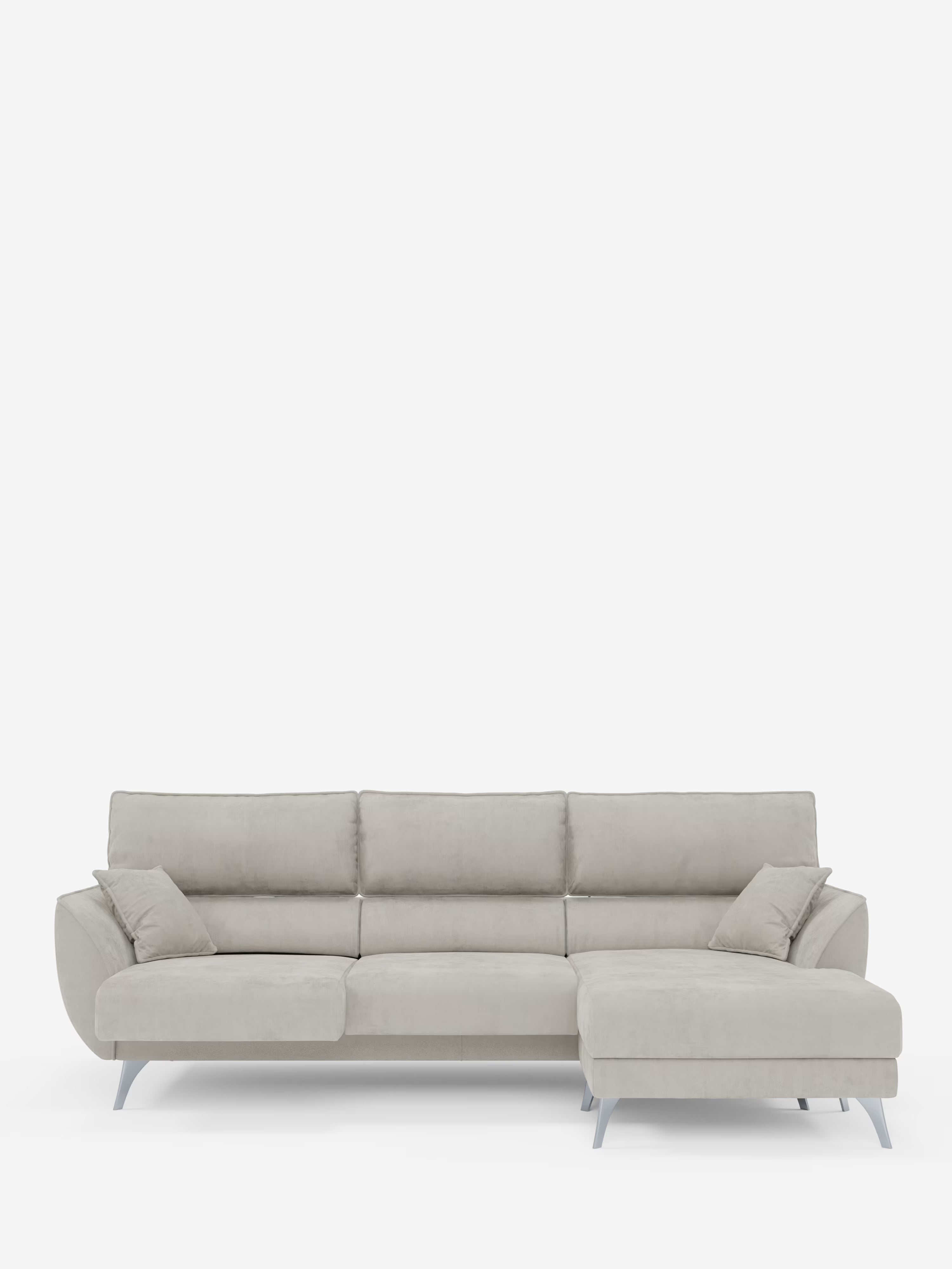 Michelangelo Ecksofa mit Chaise Longue und verschiebbaren Sitzen - verstellbaren Kopfstützen aus raffiniertem, fleckenabweisendem Stoff in Samtoptik T30