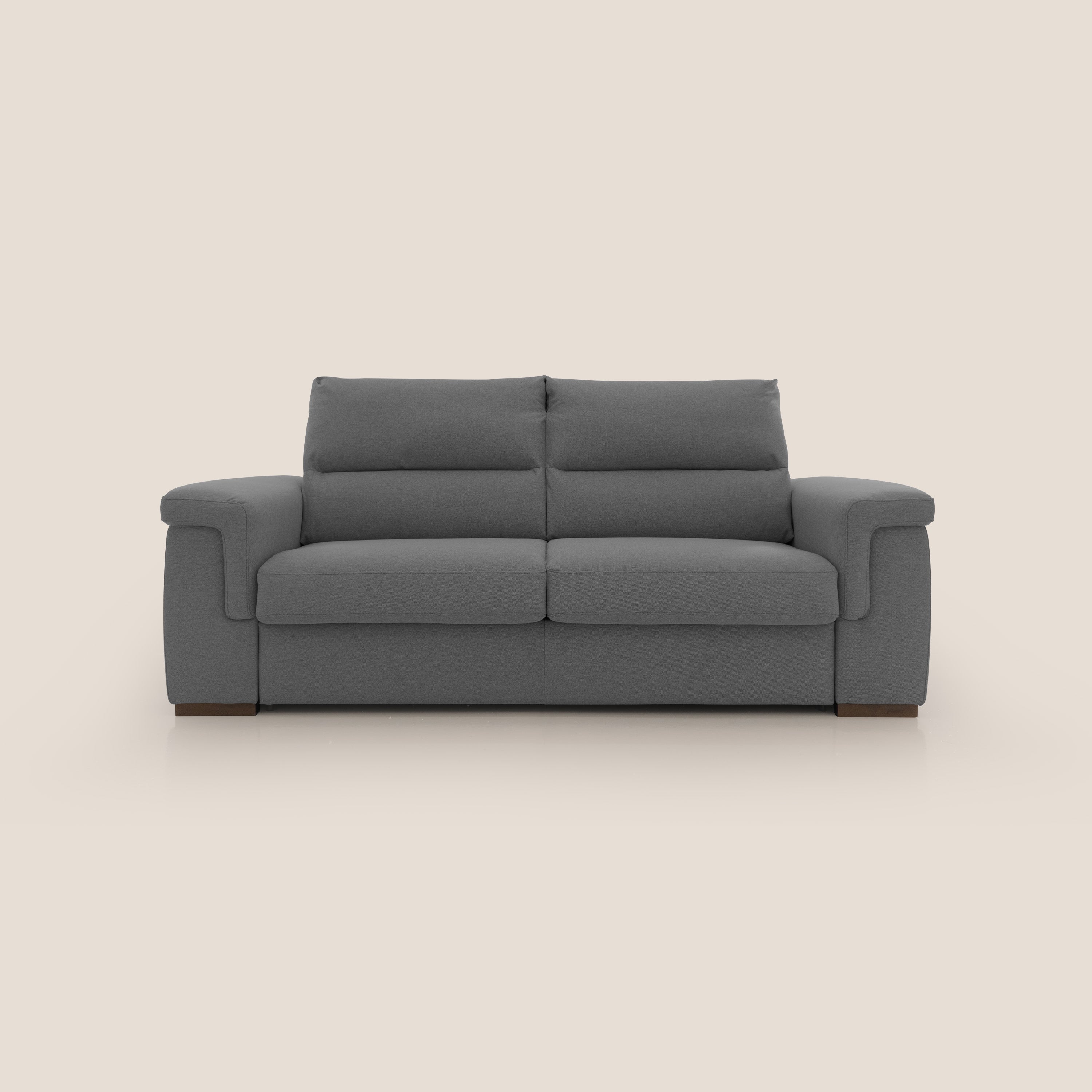 Magnolia divano letto con materasso alto 18 cm morbido schienale alto in tessuto smacchiabile T05 antracite - divani.store