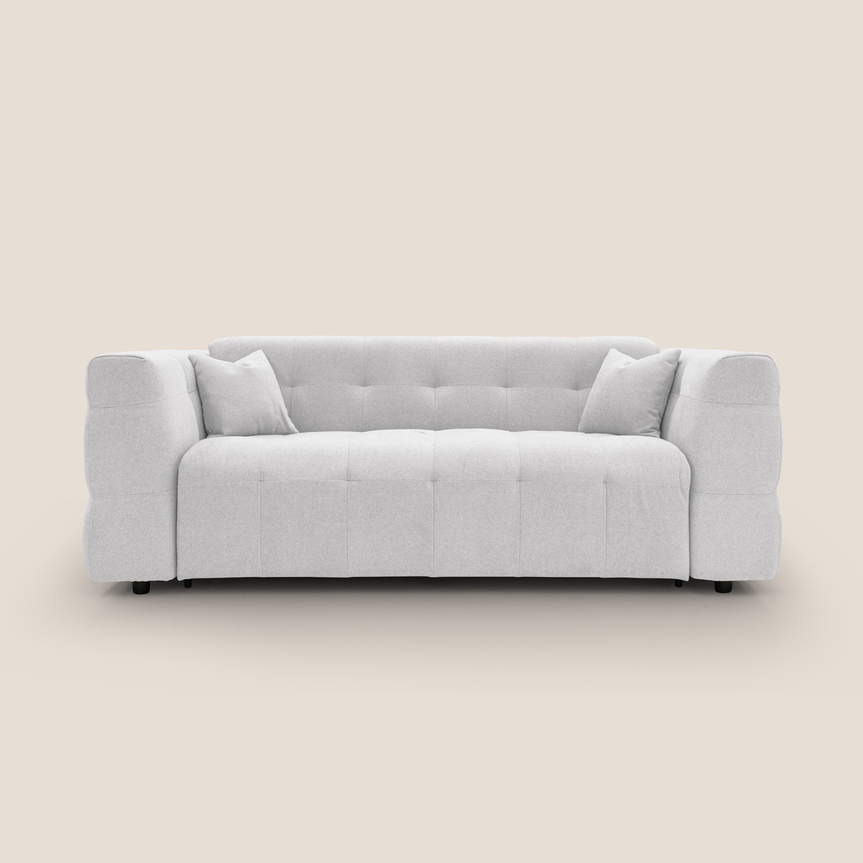 Tender Divano letto matrimoniale dal design innovativo in tessuto bouclet impermeabile T07 bianco - divani.store
