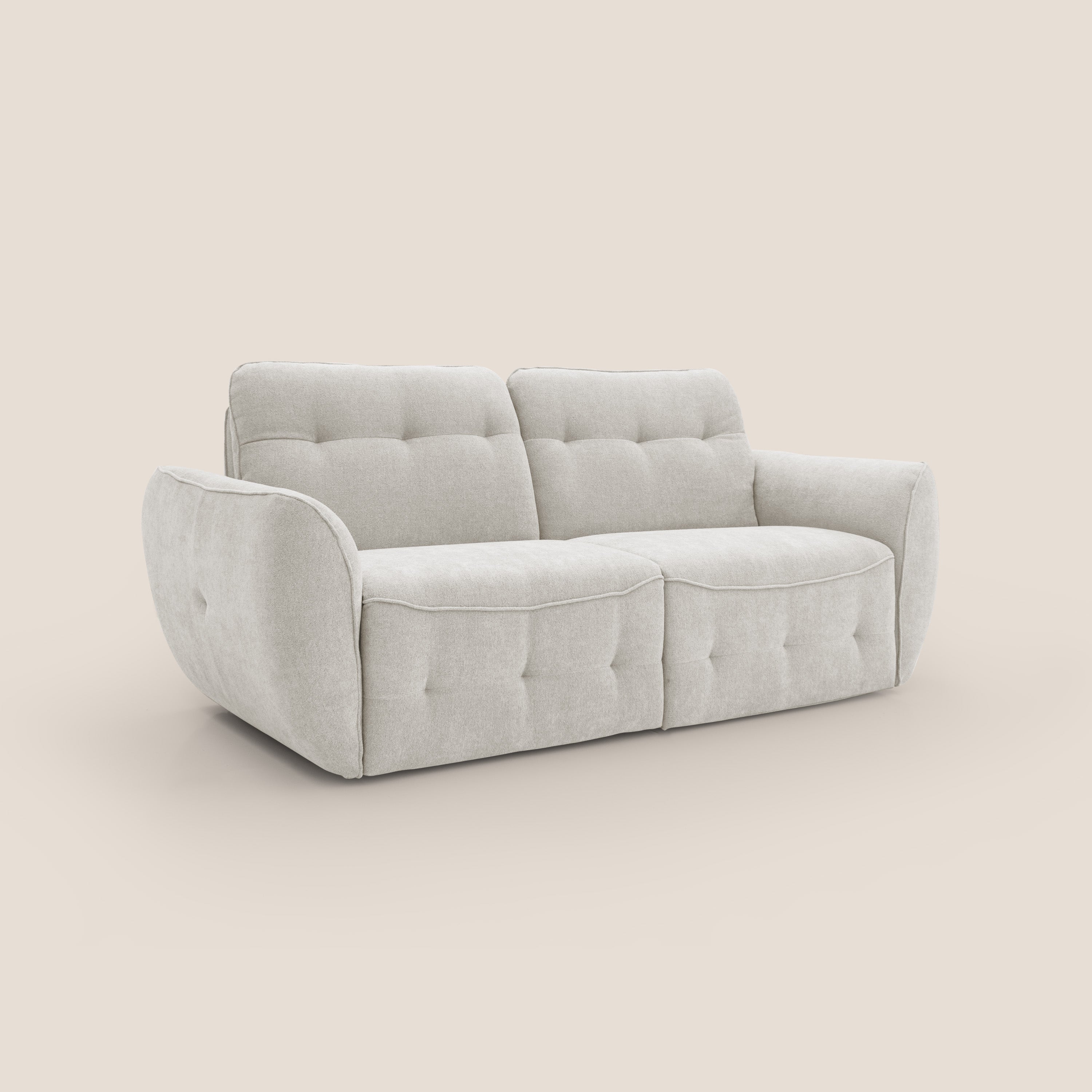 Cerbero divano 2 e 3 posti in morbido bouclé impermeabile T07 bianco - divani.store