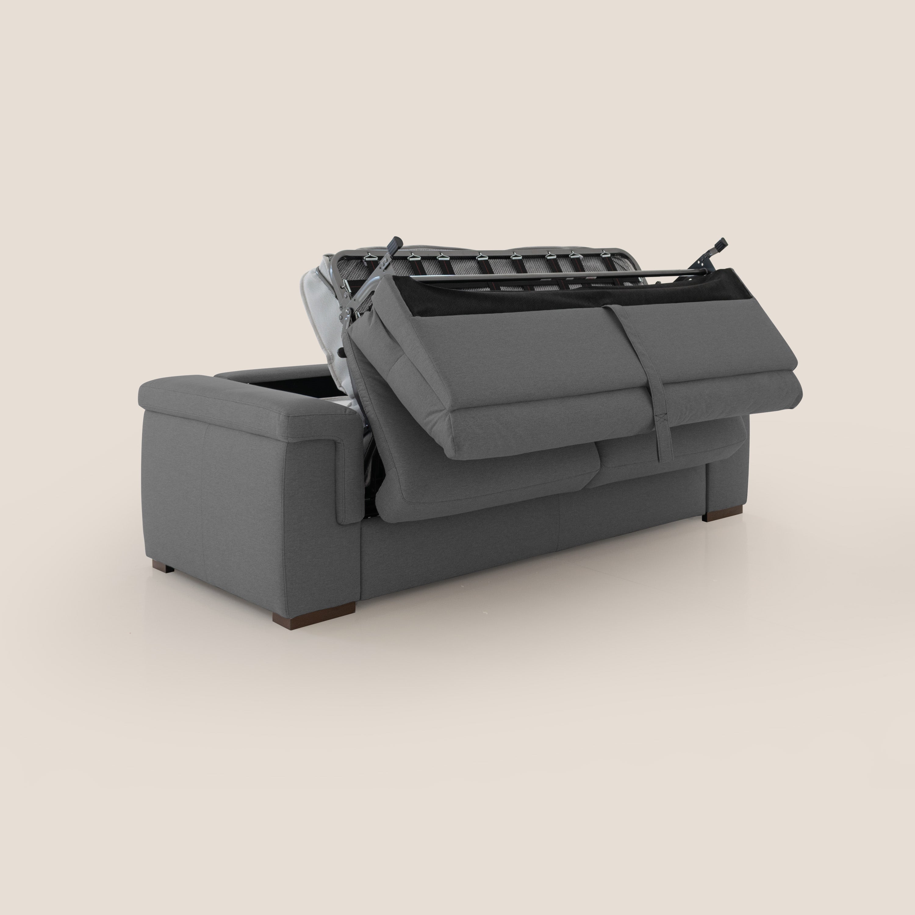 Magnolia divano letto con materasso alto 18 cm morbido schienale alto in tessuto smacchiabile T05 antracite - divani.store