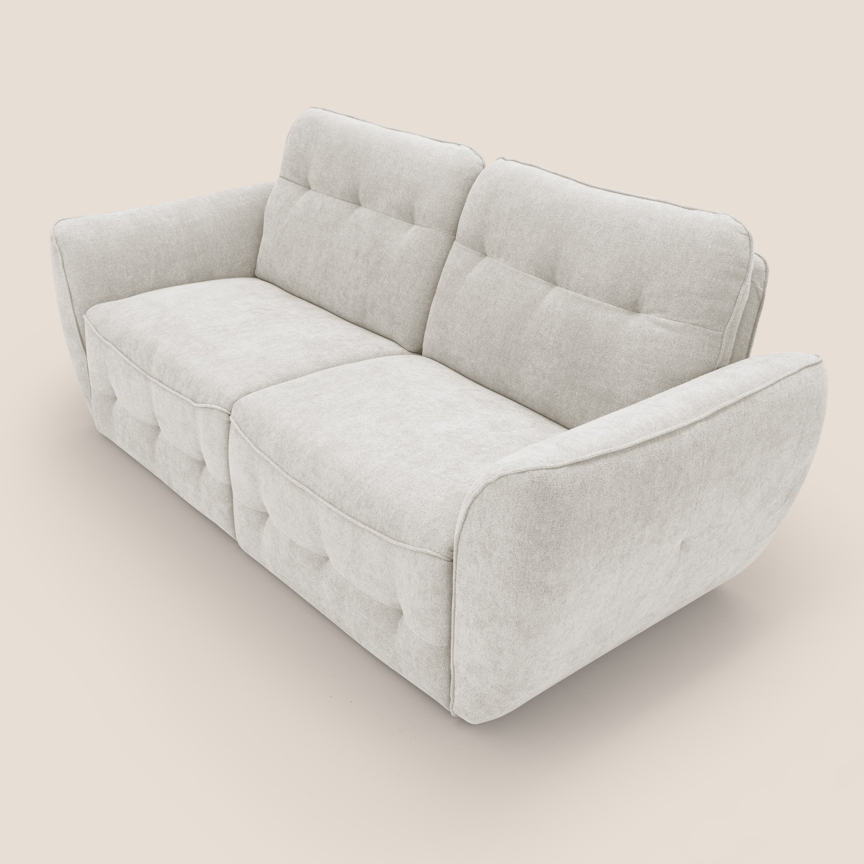 Cerbero divano 2 e 3 posti in morbido bouclé impermeabile T07 bianco - divani.store