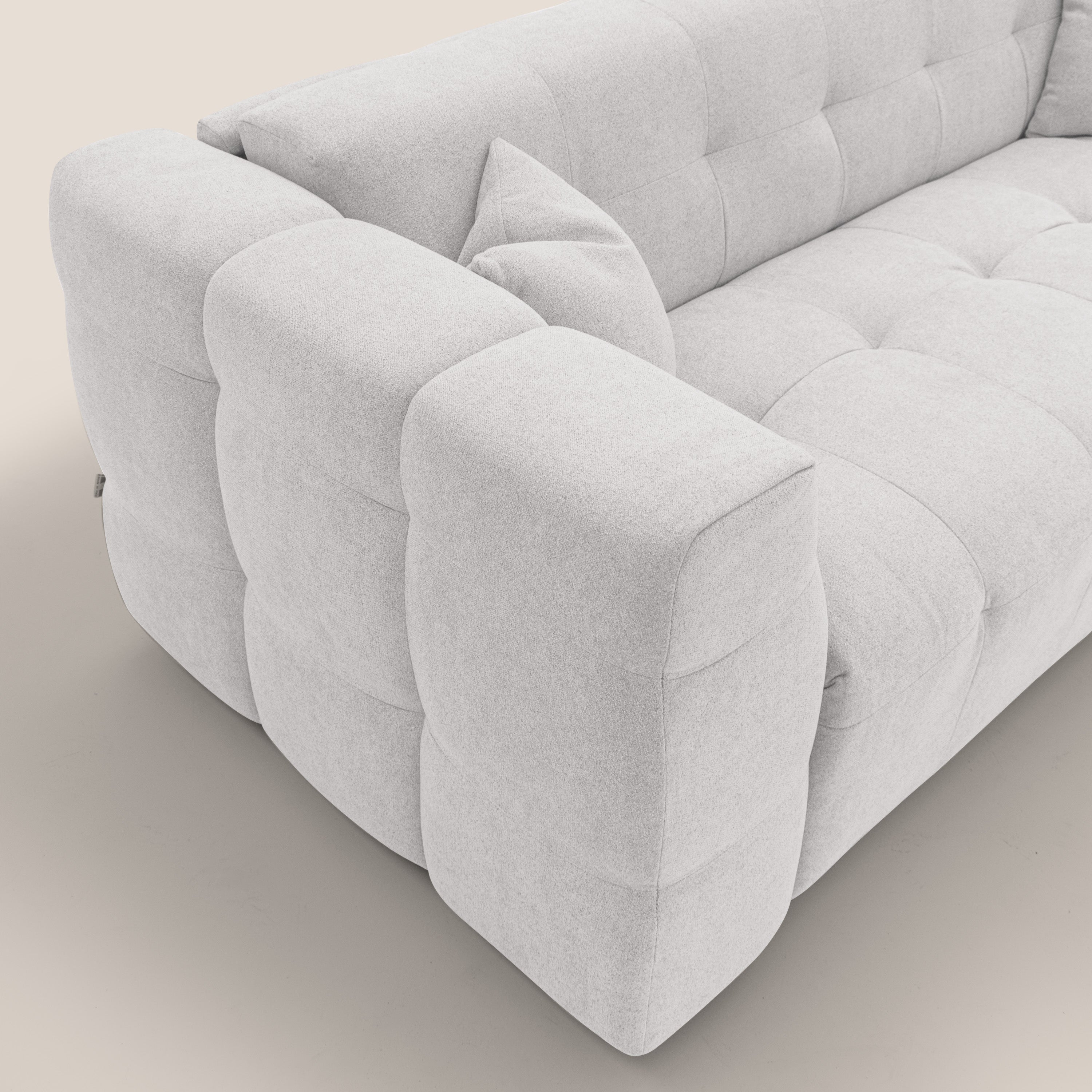 Tender Divano letto matrimoniale dal design innovativo in tessuto bouclet impermeabile T07 bianco - divani.store