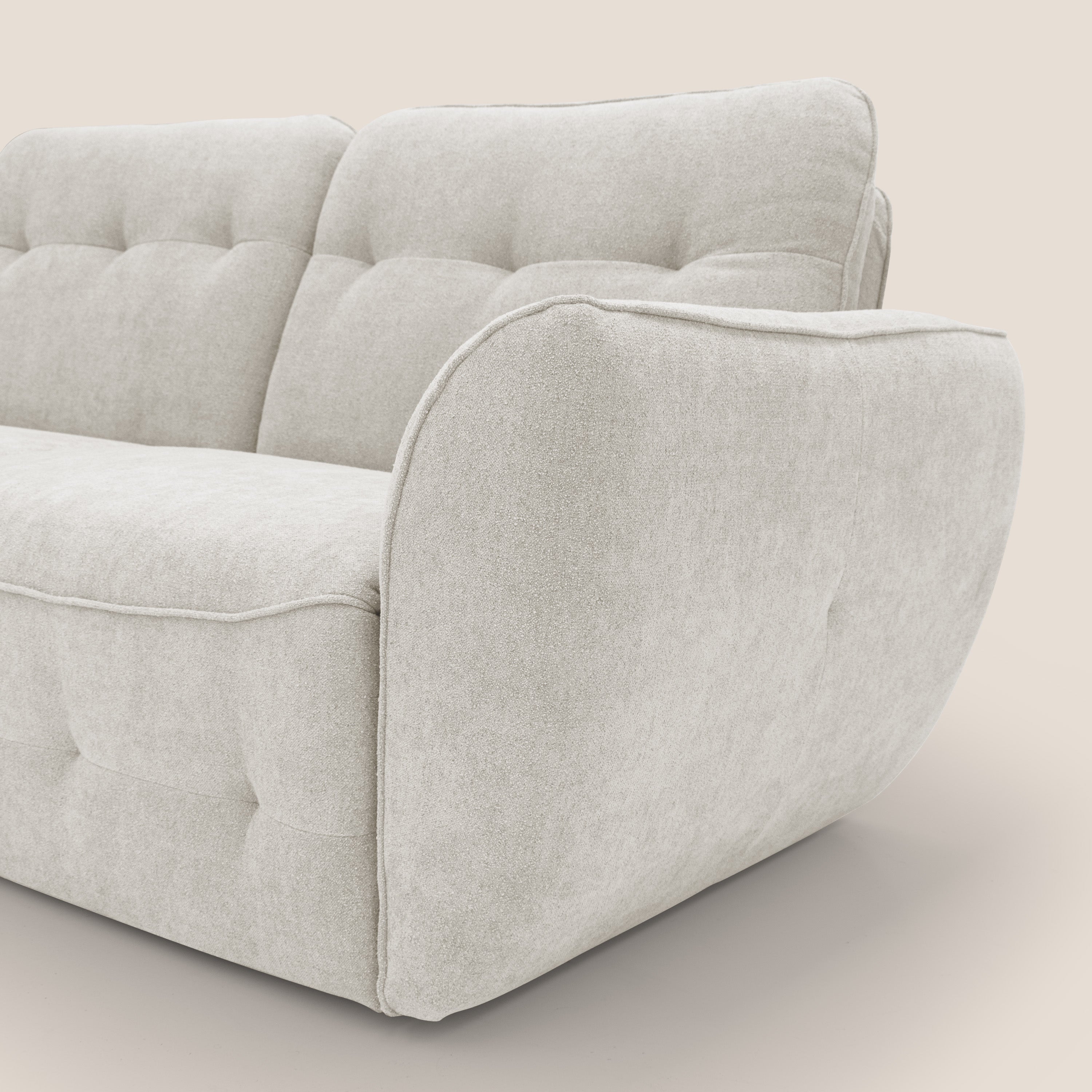 Cerbero divano 2 e 3 posti in morbido bouclé impermeabile T07 bianco - divani.store