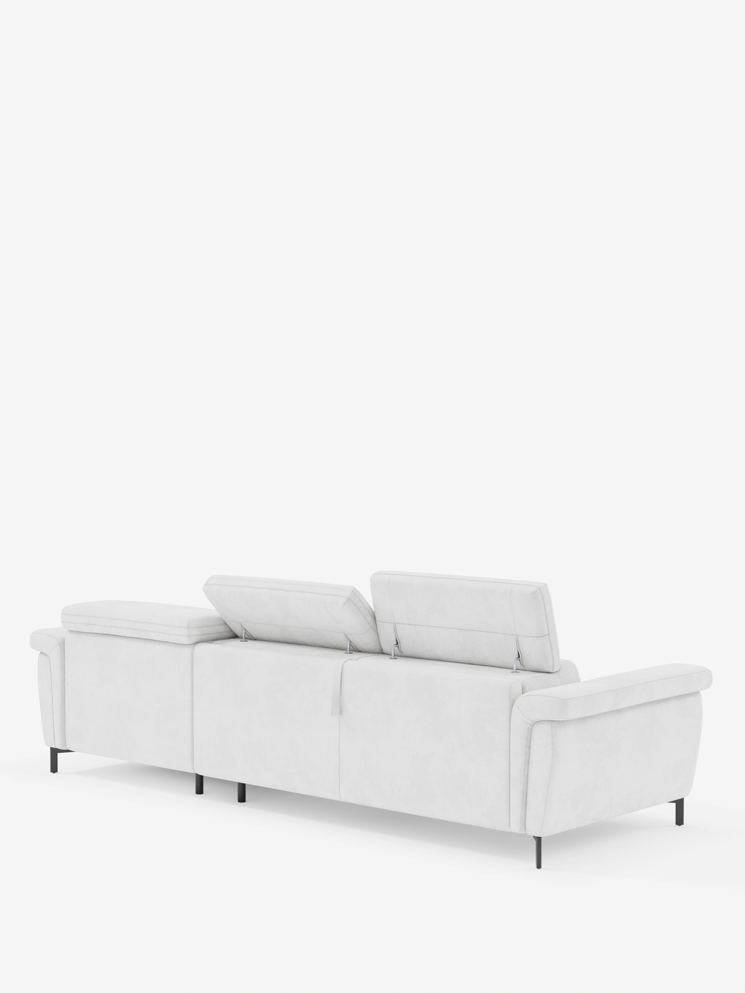 Capri Divano letto angolare con penisola contenitore e poggiatesta reclinabili - elegante tessuto smacchiabile T30