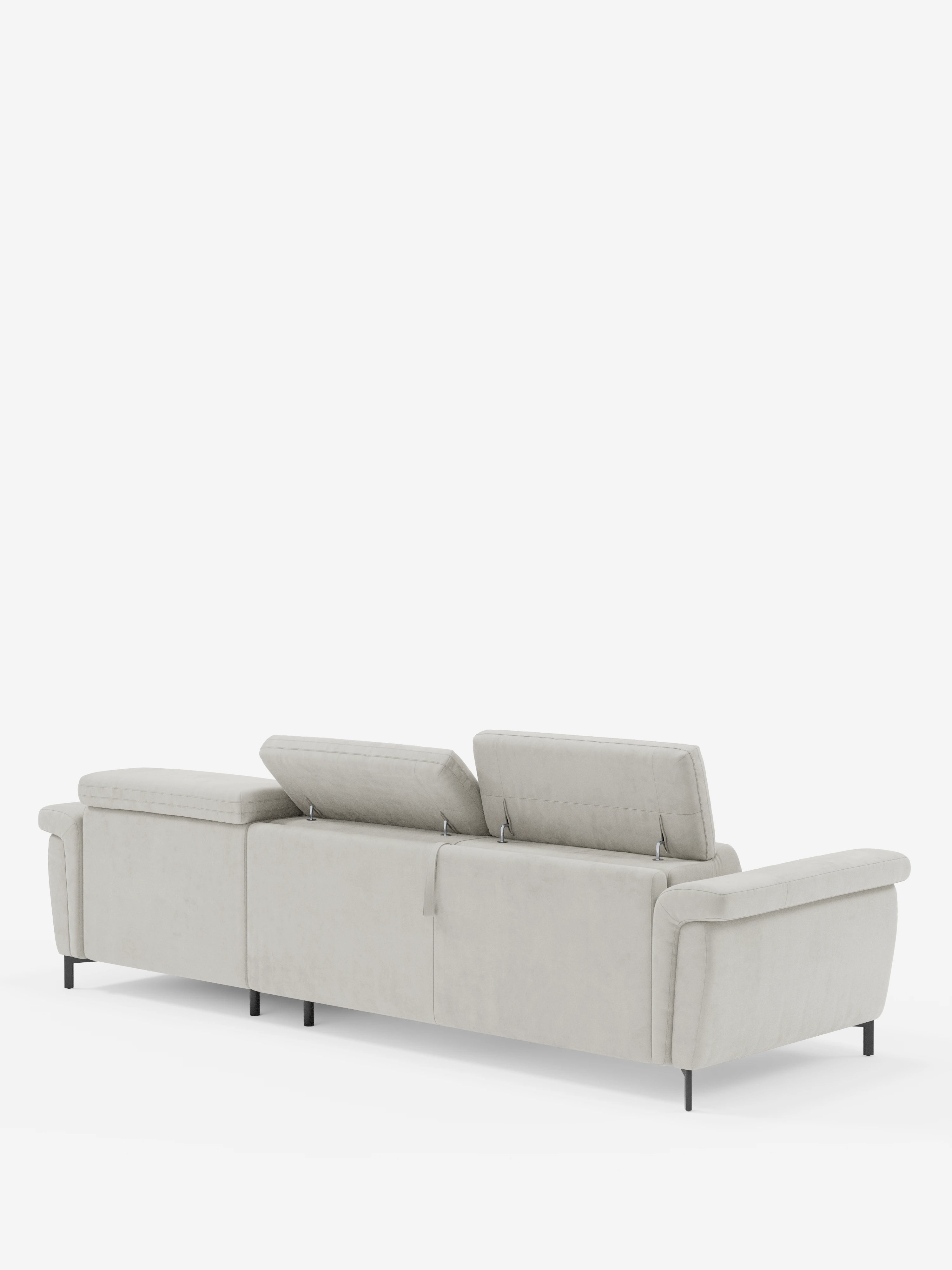 Capri Divano letto angolare con penisola contenitore e poggiatesta reclinabili - elegante tessuto smacchiabile T30
