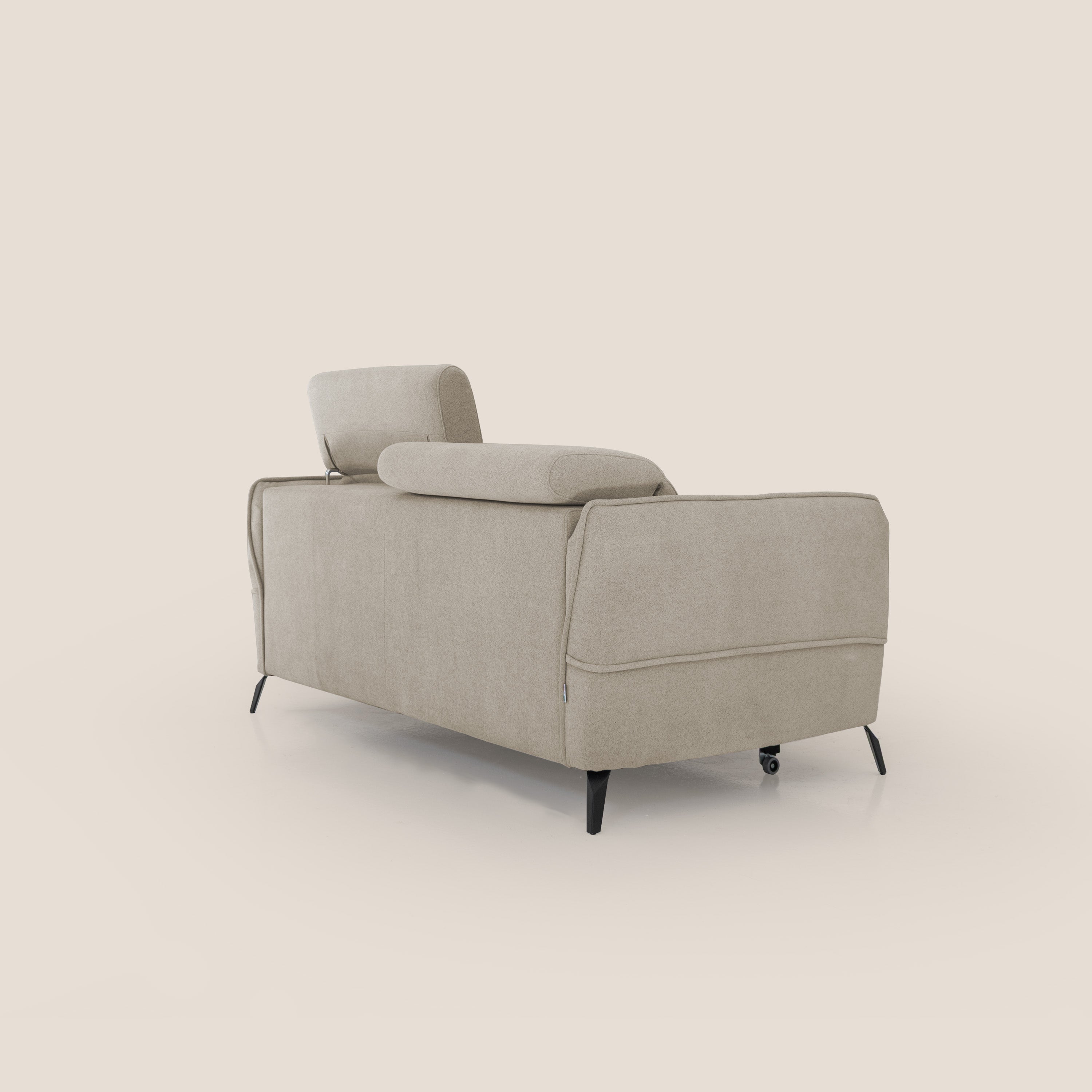 Bloom Divano con poggiapiedi estraibile piedini alti e poggiatesta reclinabili in tessuto bouclé impermeabile T07 beige - divani.store