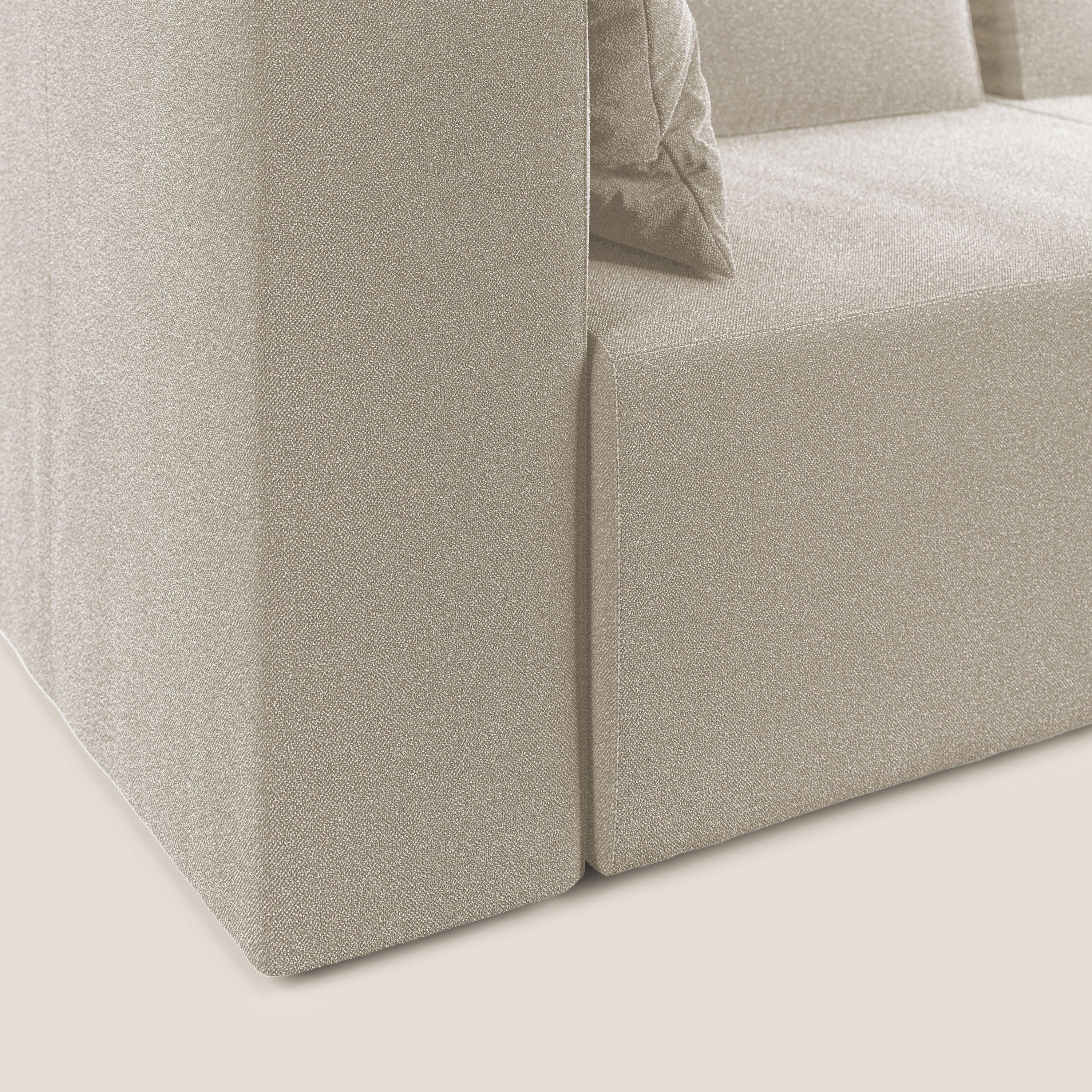 Nettuno divano angolare componibile in morbido tessuto bouclè T07 bianco - divani.store