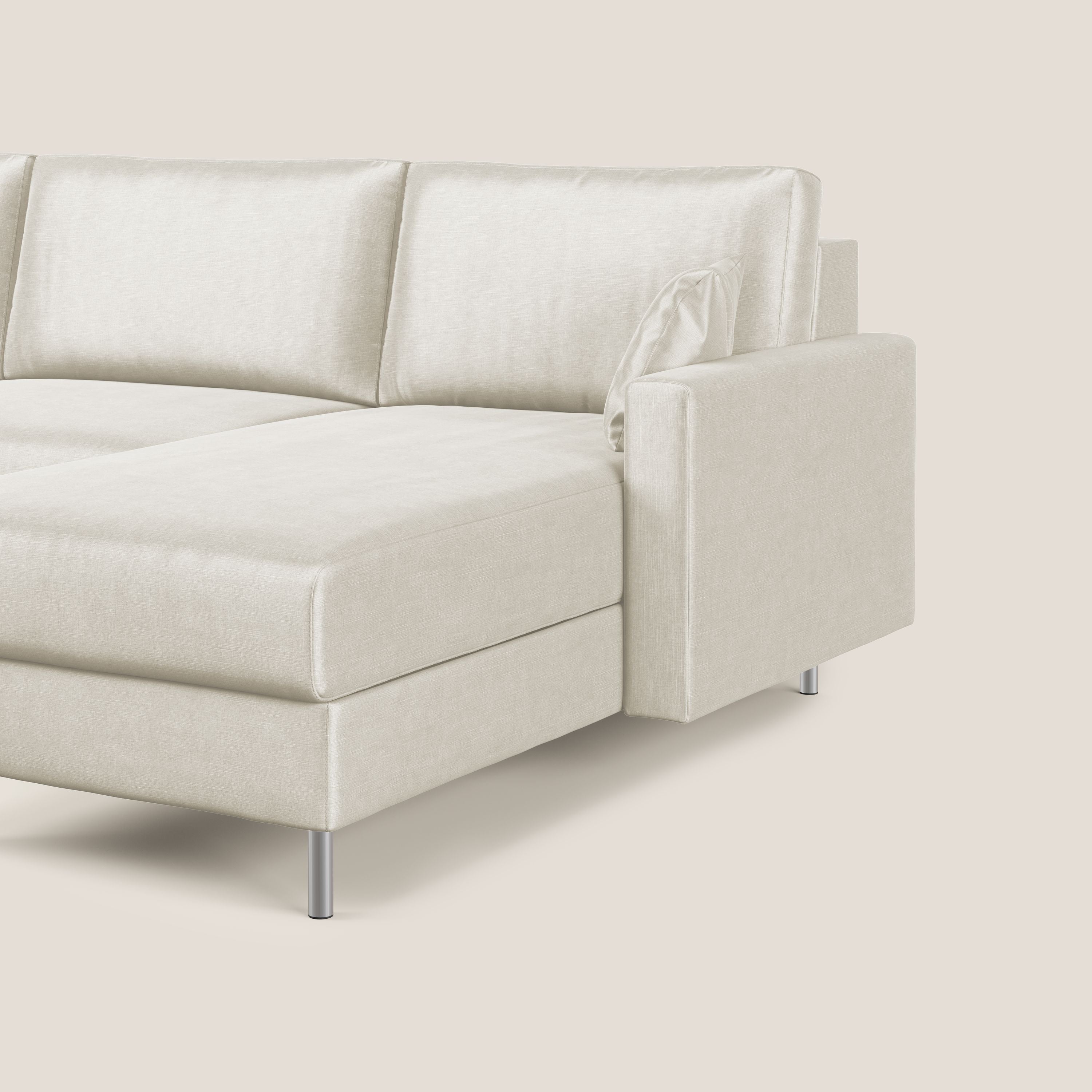 Andromeda divano letto angolare in velluto morbido impermeabile T01 panna - divani.store