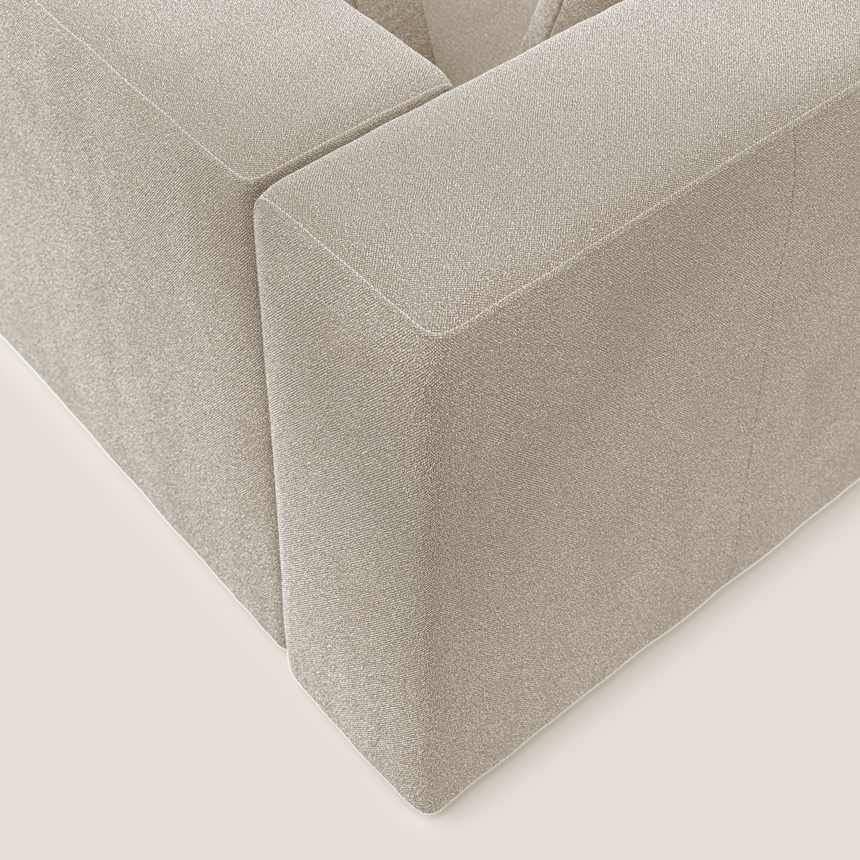 Nettuno divano angolare componibile in morbido tessuto bouclè T07 bianco - divani.store