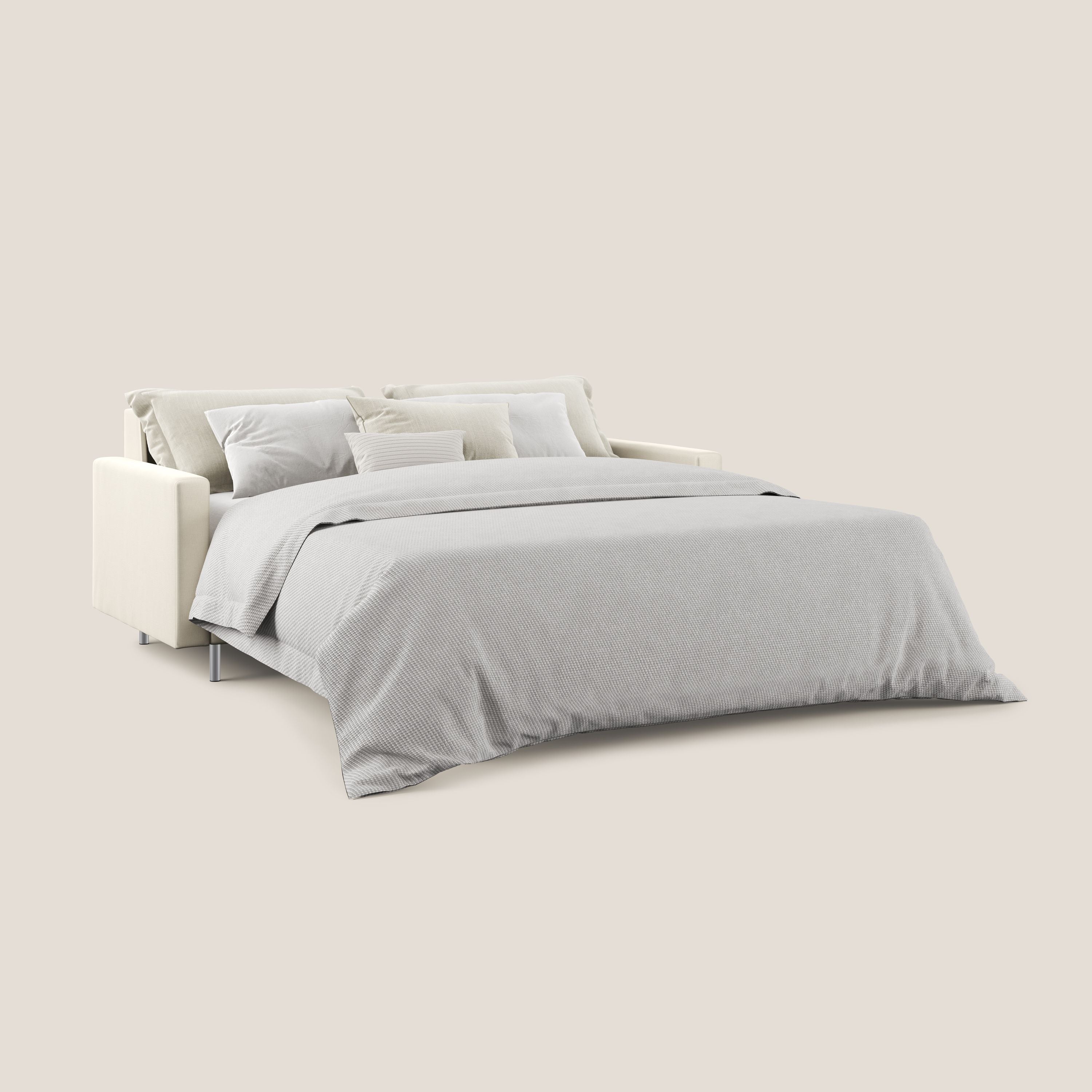 Andromeda divano letto matrimoniale in velluto morbido impermeabile T01 panna - divani.store