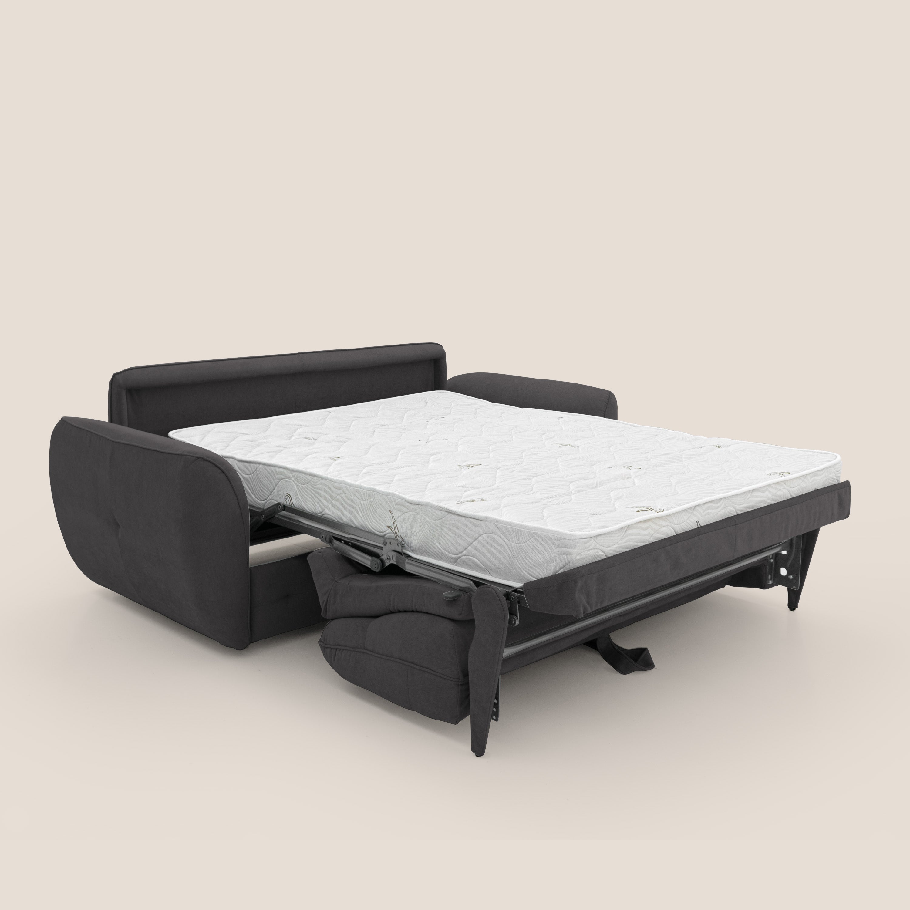 Zeus Divano letto scandinavo con schienale alto in tessuto impermeabile T02 nero - divani.store
