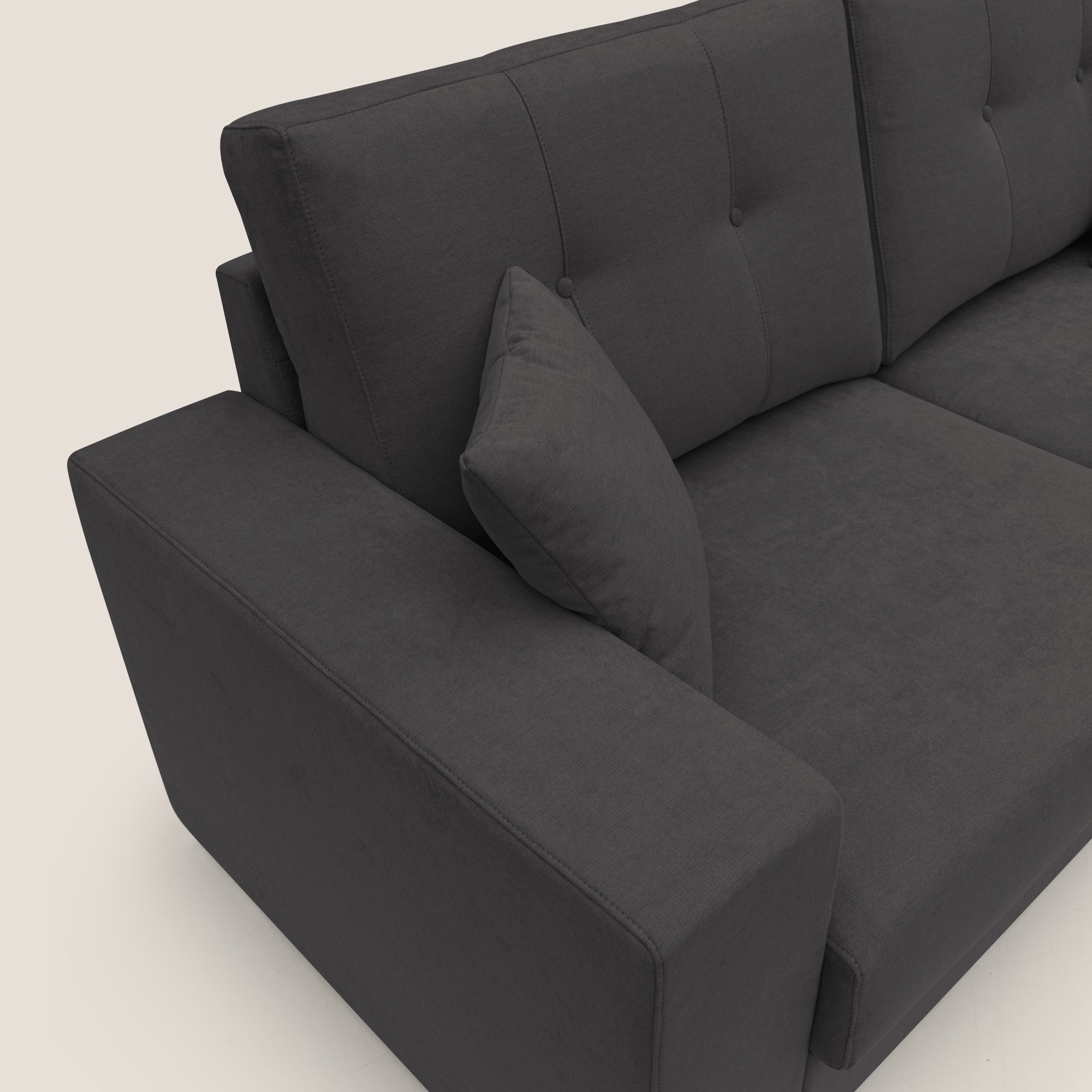 Giove divano in morbido tessuto impermeabile T02 nero - divani.store