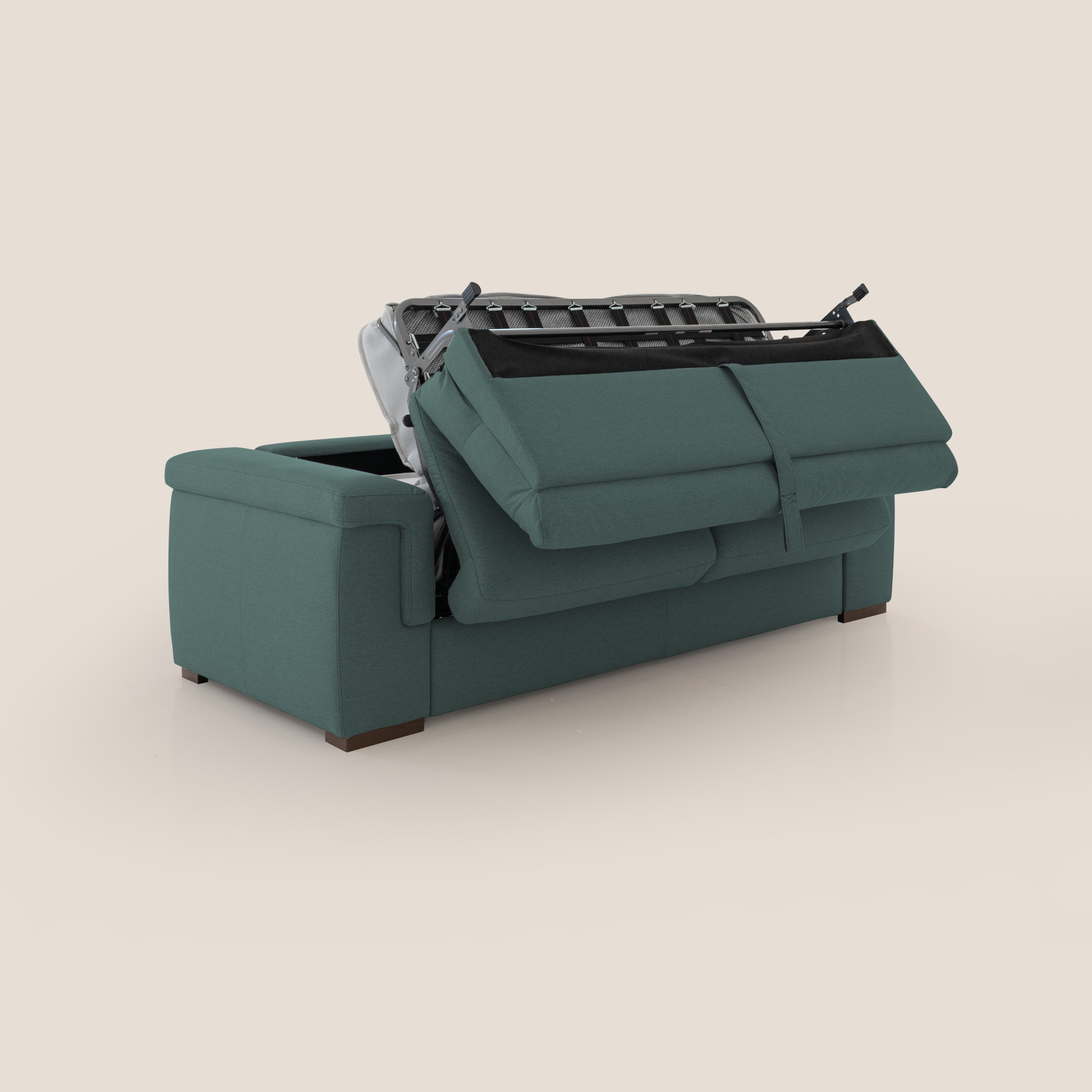 Magnolia divano letto con materasso alto 18 cm morbido schienale alto in tessuto smacchiabile T05 verde - divani.store