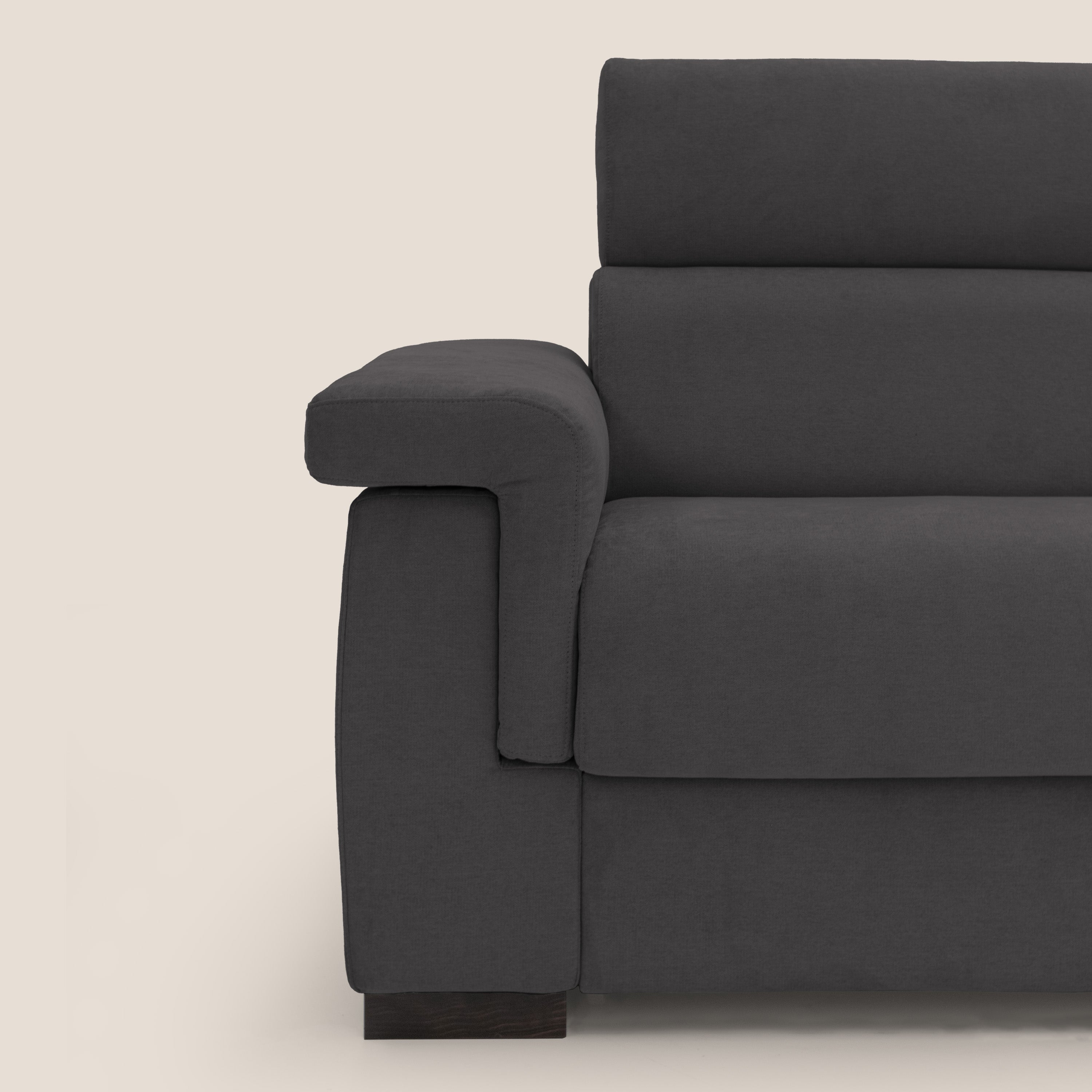 Bjorn divano letto sfoderabile con materasso H18 cm e poggiatesta reclinabili in tessuto impermeabile T02 nero - divani.store