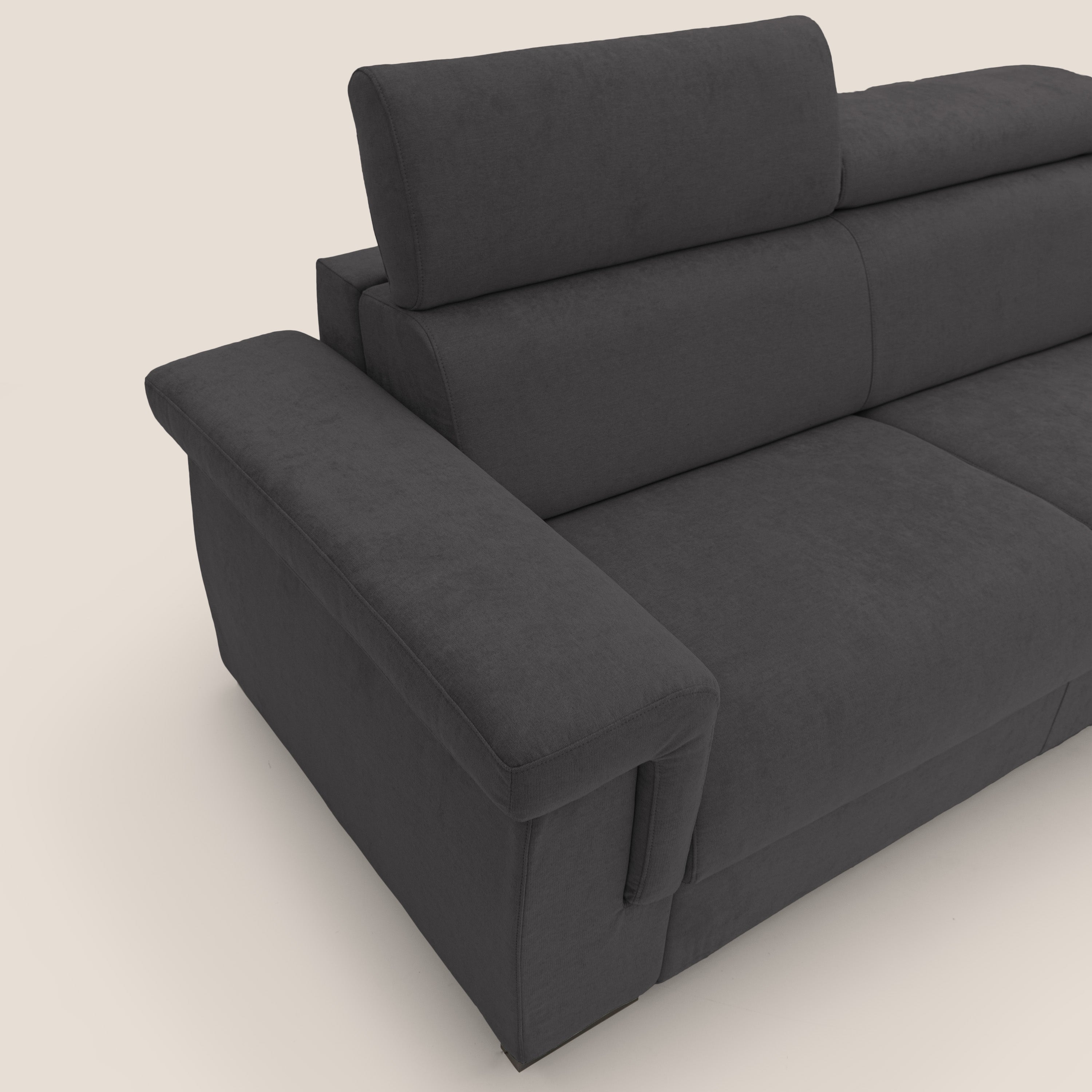Bjorn divano letto sfoderabile con materasso H18 cm e poggiatesta reclinabili in tessuto impermeabile T02 nero - divani.store