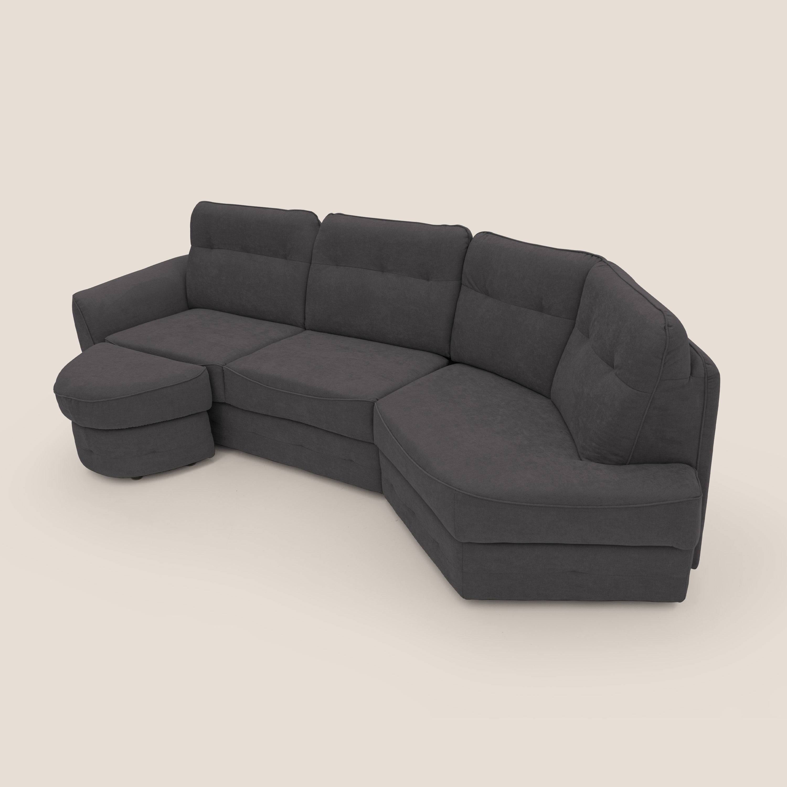 Zeus divano letto angolare con materasso H18 cm pouf mobile in tessuto impermeabile T02 - divani.store