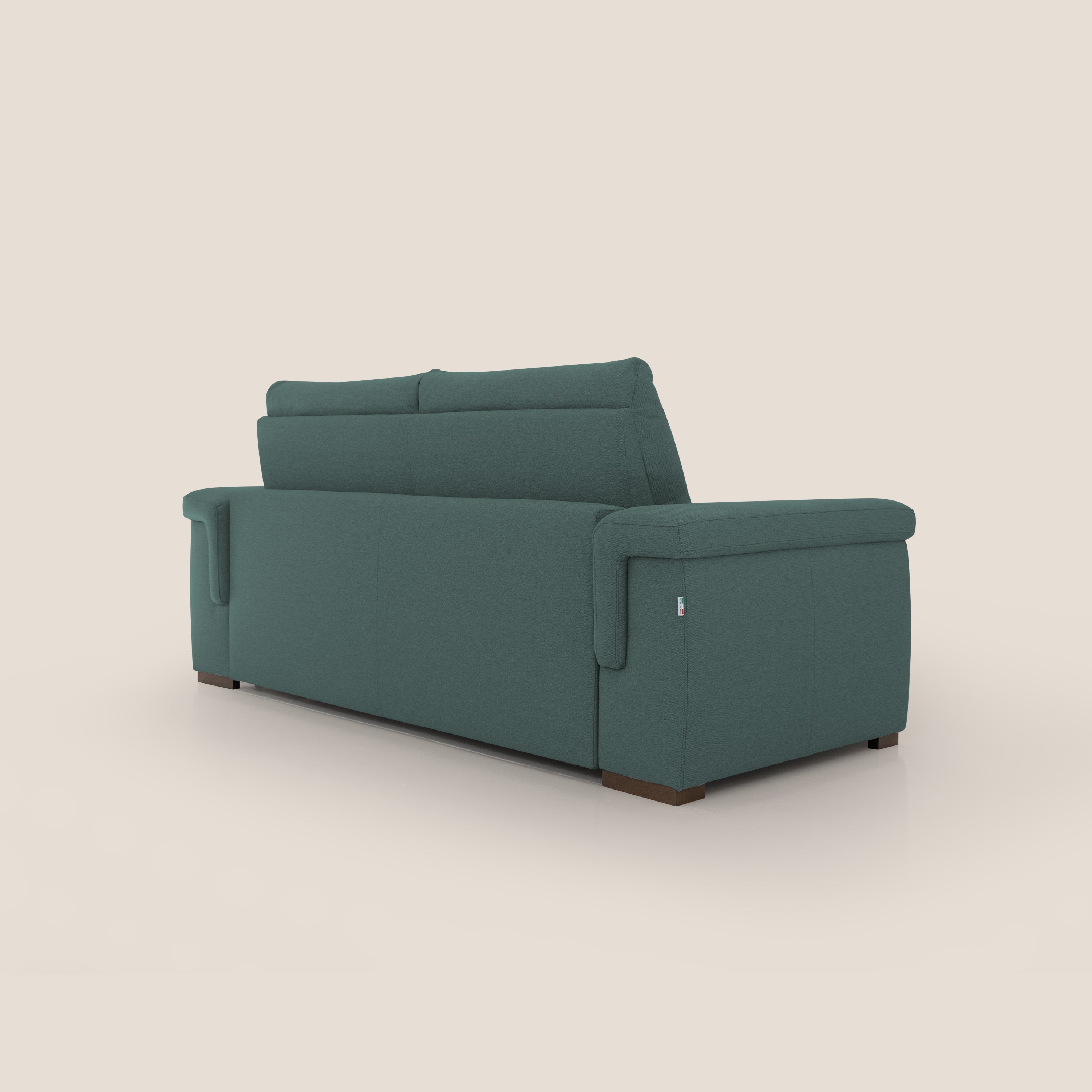 Magnolia divano letto con materasso alto 18 cm morbido schienale alto in tessuto smacchiabile T05 verde - divani.store