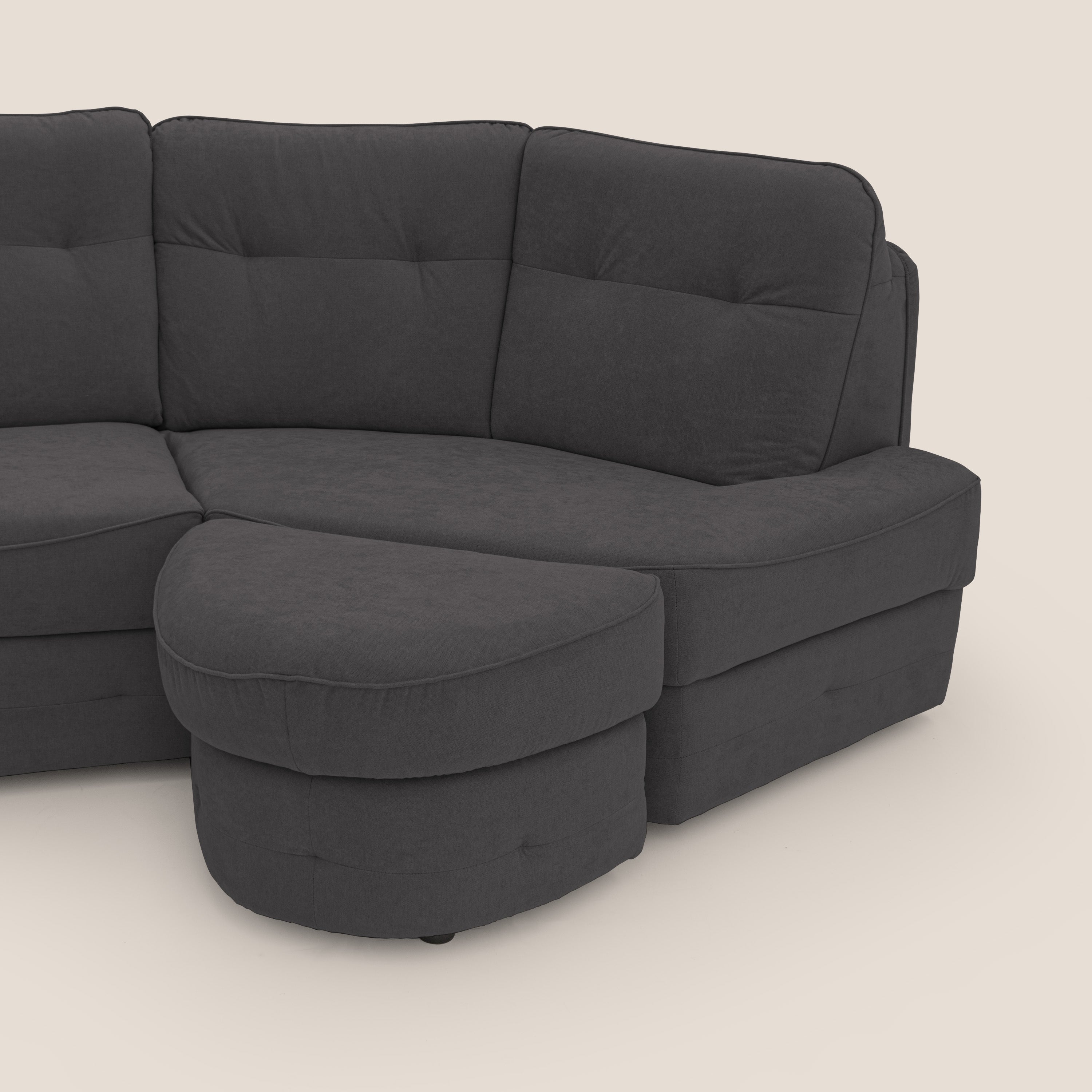 Zeus divano letto angolare con materasso H18 cm pouf mobile in tessuto impermeabile T02 - divani.store