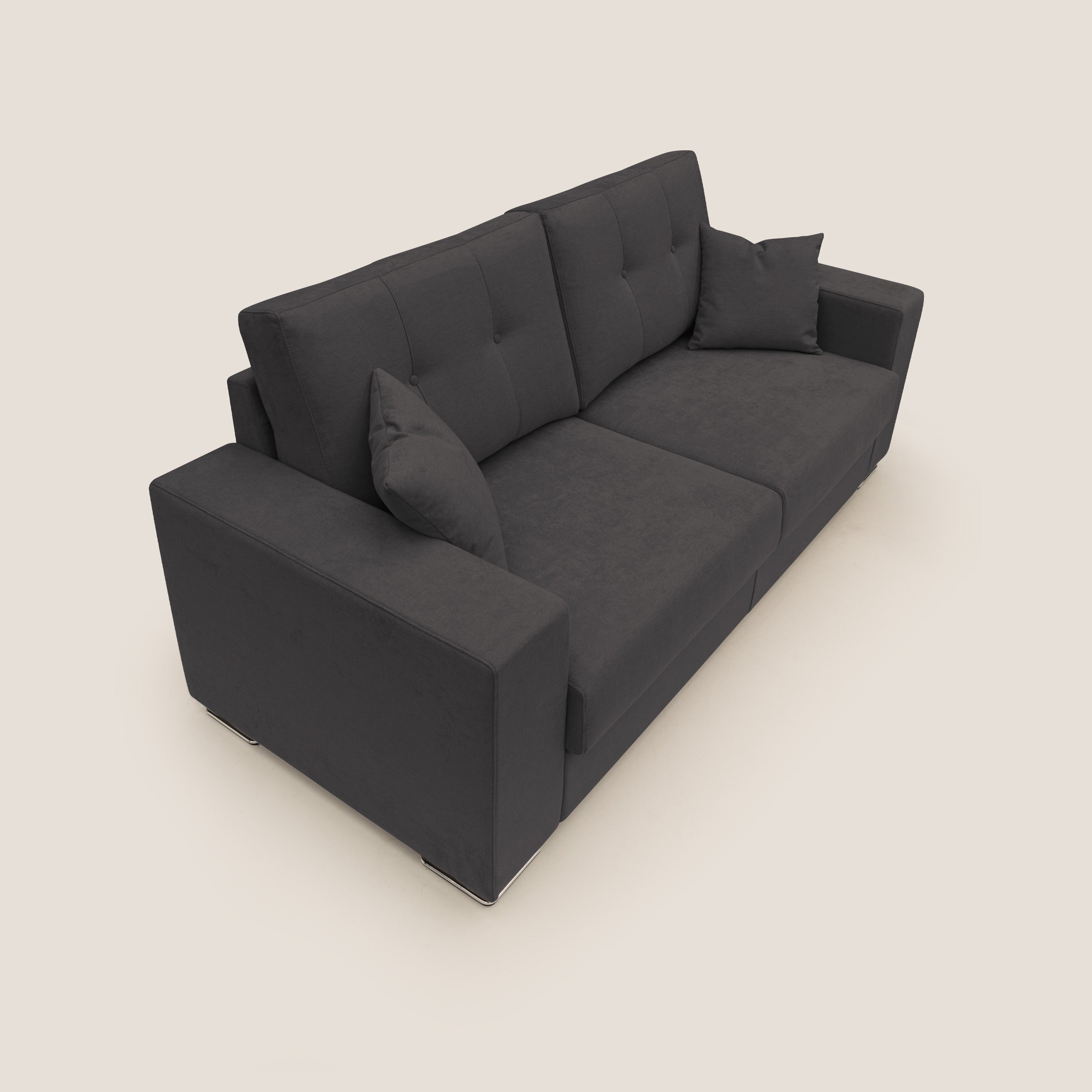 Giove divano in morbido tessuto impermeabile T02 nero - divani.store