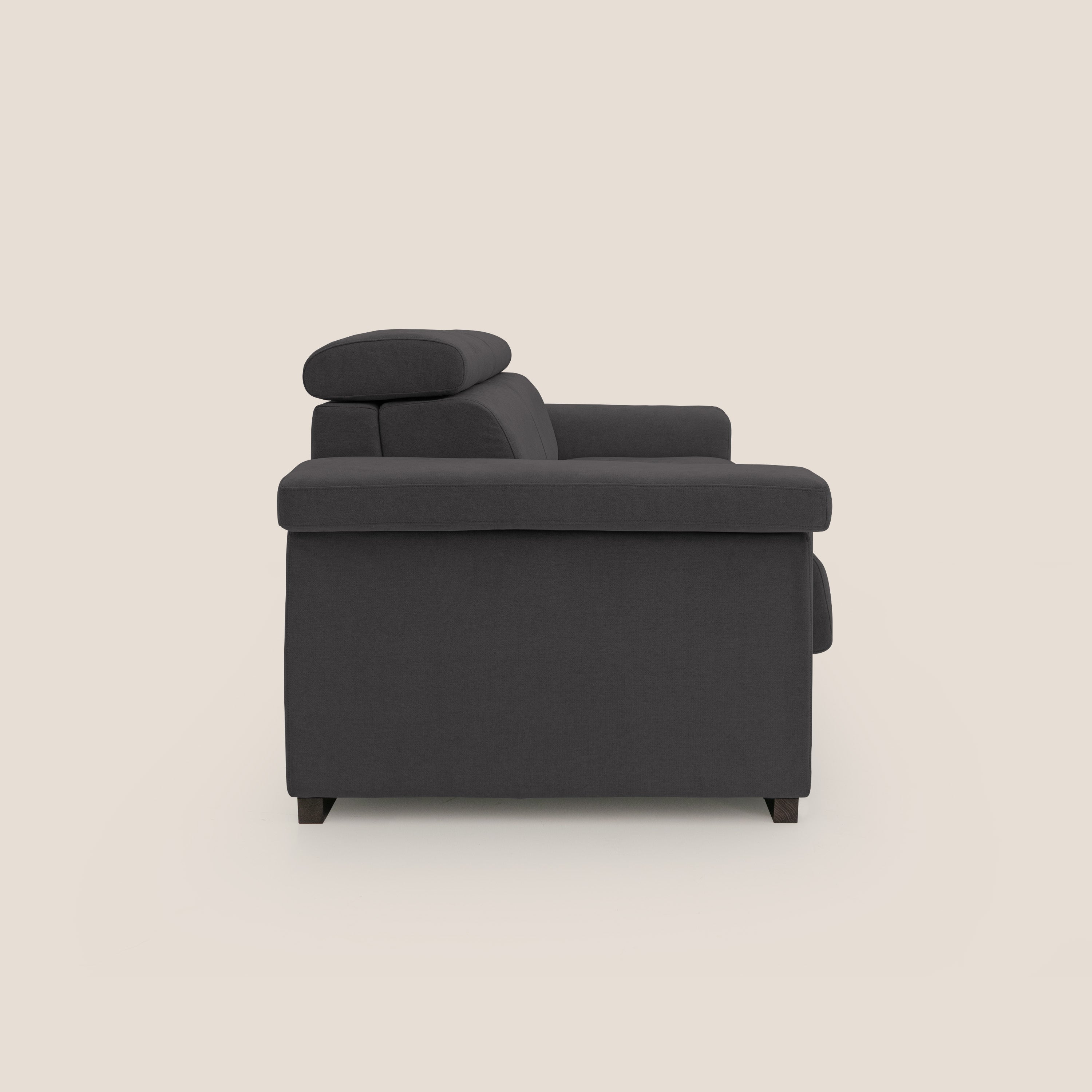 Bjorn divano letto sfoderabile con materasso H18 cm e poggiatesta reclinabili in tessuto impermeabile T02 nero - divani.store