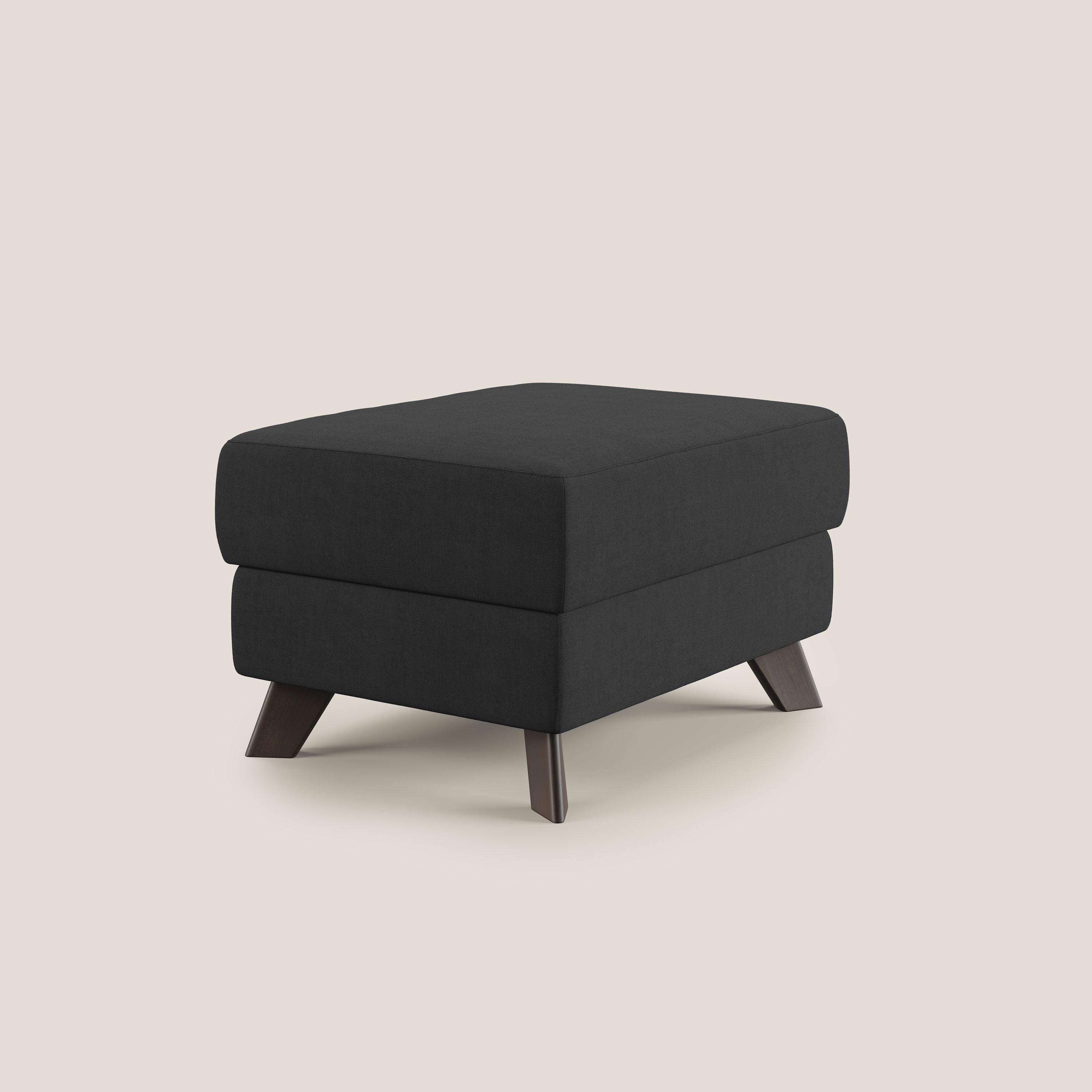 Moon Pouf contenitore e piedini alti in tessuto morbido impermeabile T02 nero - divani.store