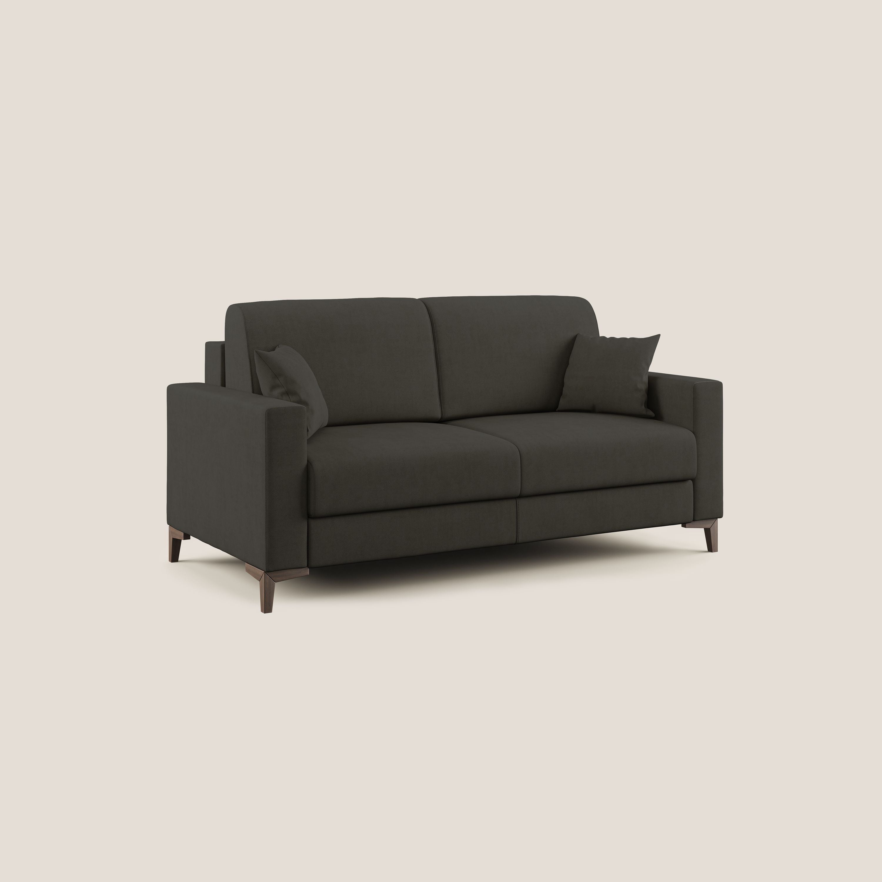 Kafka divano letto matrimoniale in morbido tessuto impermeabile T02 nero - divani.store