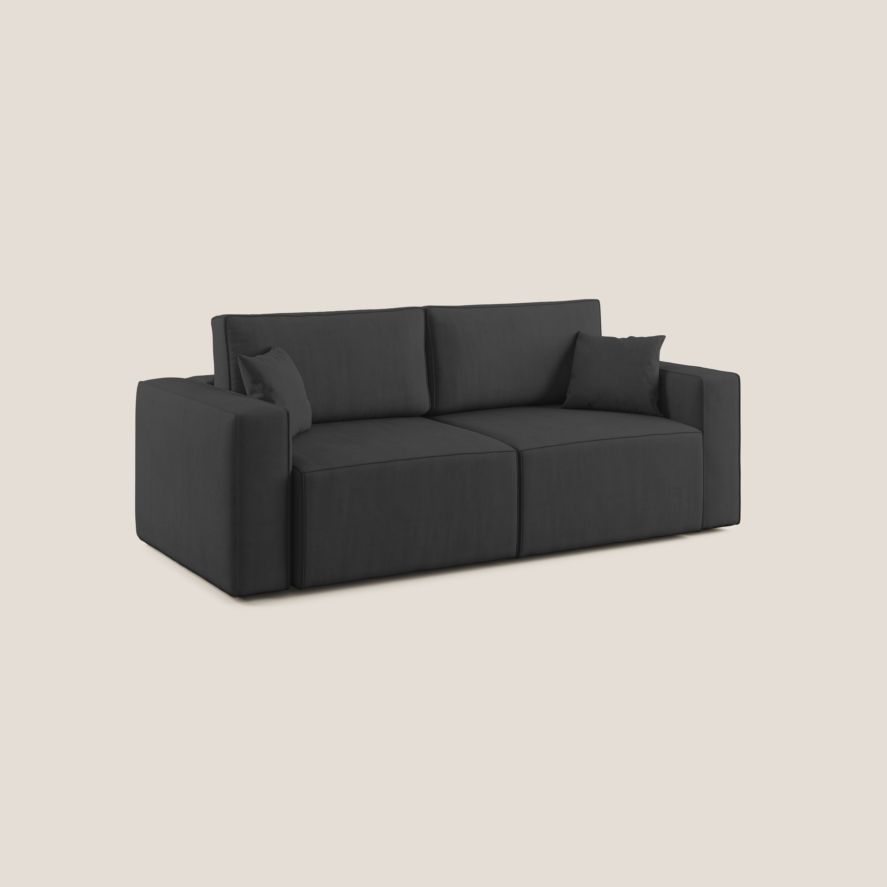 Morfeo divano con sedute estraibili in morbido tessuto impermeabile T02 nero - divani.store