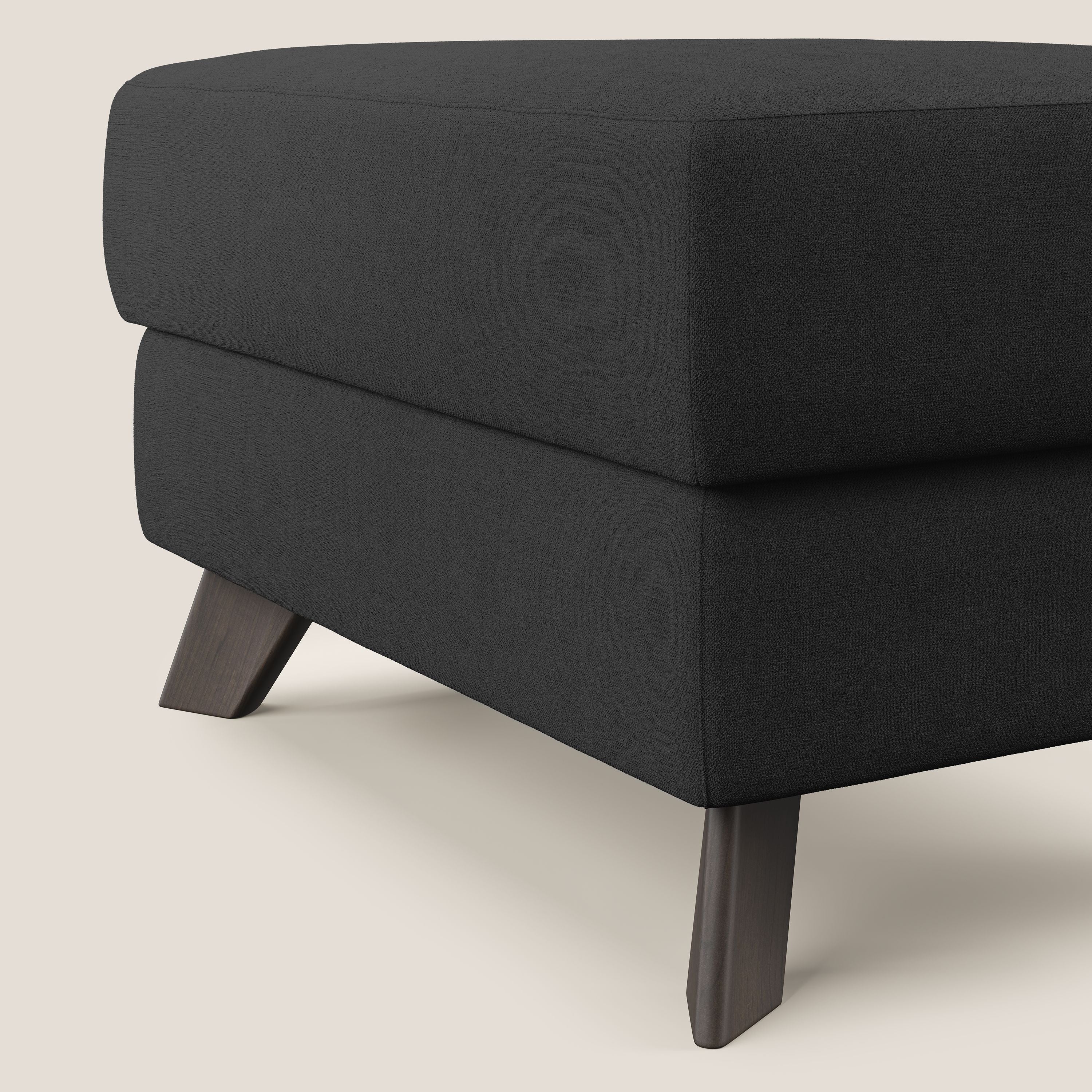 Moon Pouf contenitore e piedini alti in tessuto morbido impermeabile T02 nero - divani.store