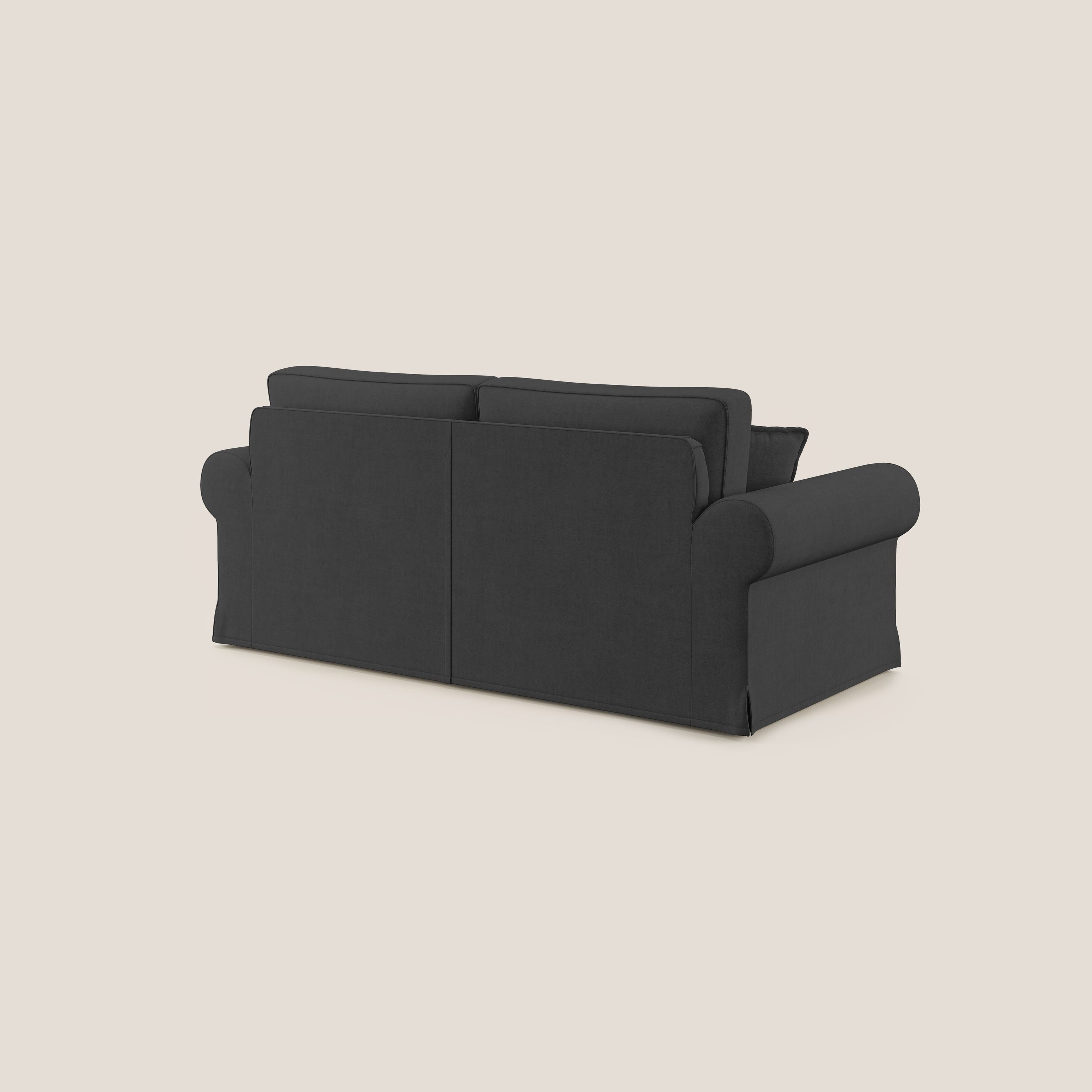 Lady divano classico in piuma d'oca realizzato con tessuto impermeabile T02 nero - divani.store