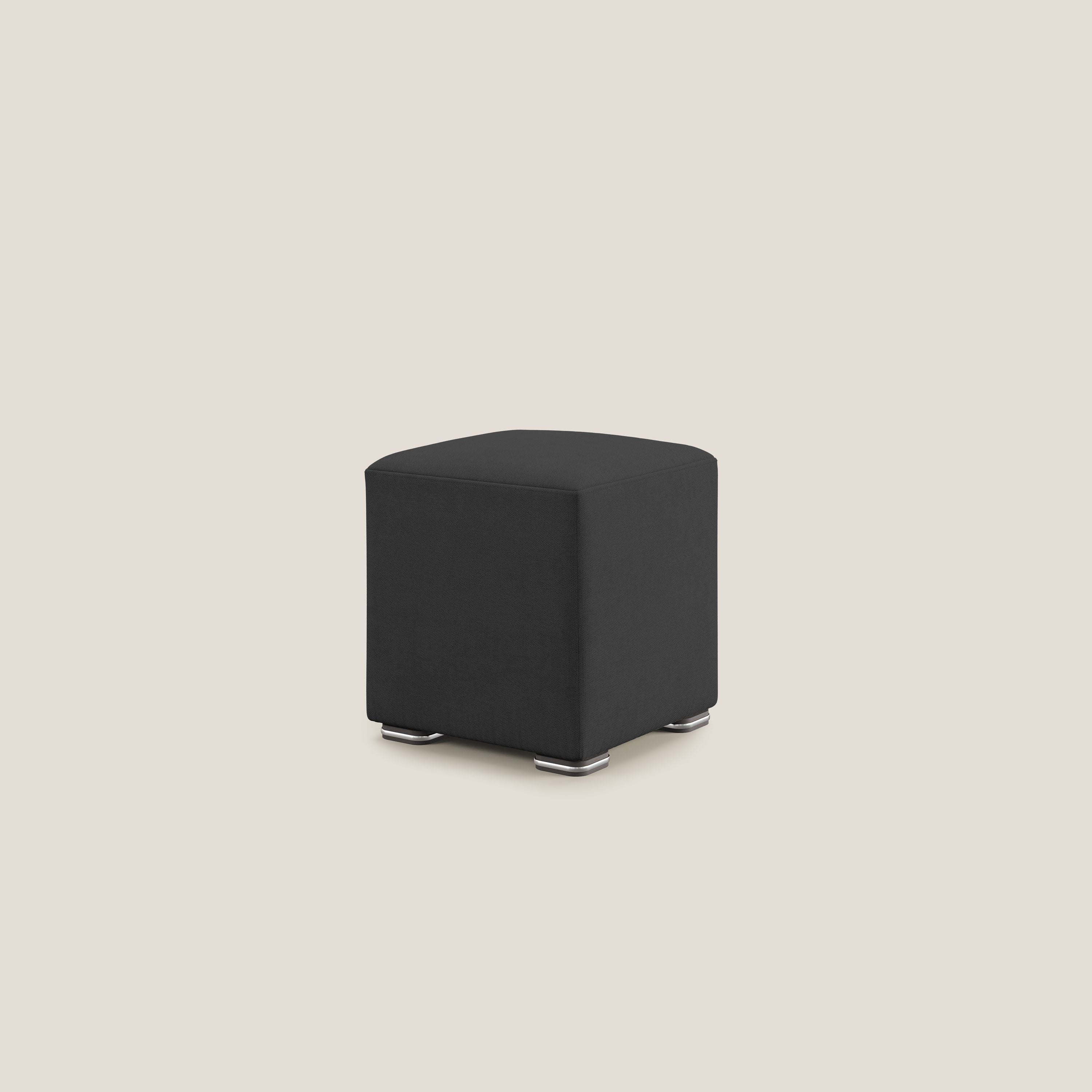 Cube pouf in tessuto morbido impermeabile T02 nero - divani.store